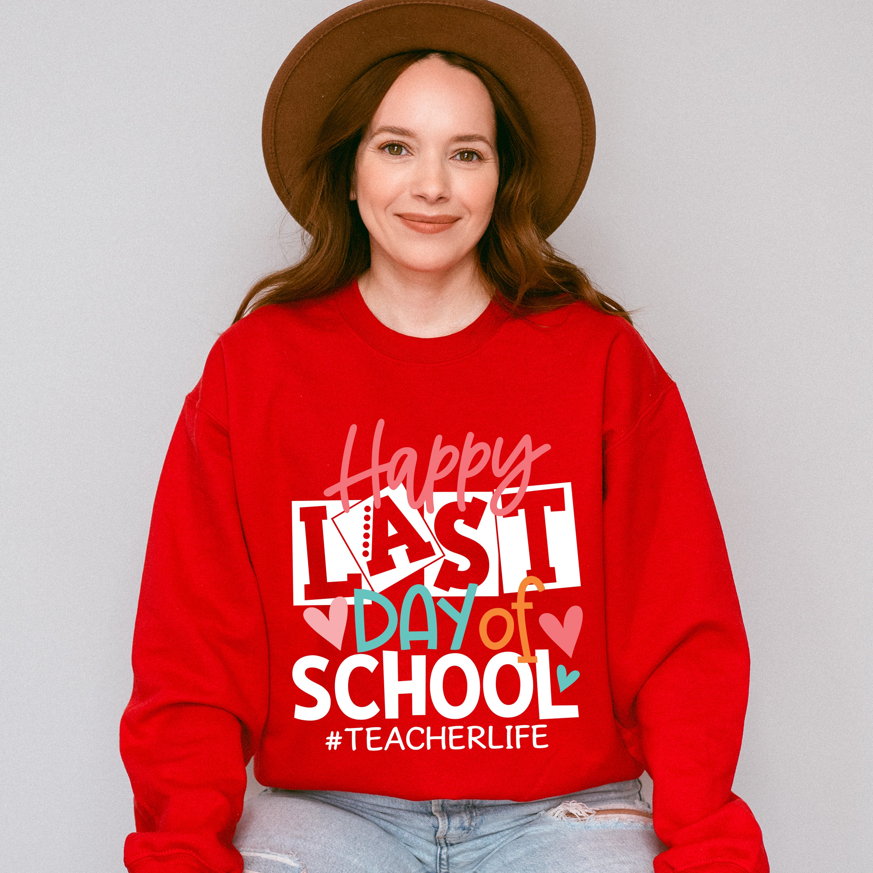 Happy Last Day Of School Teacher Theme Unisex Crewneck T-Shirt Sweatshirt Hoodie
