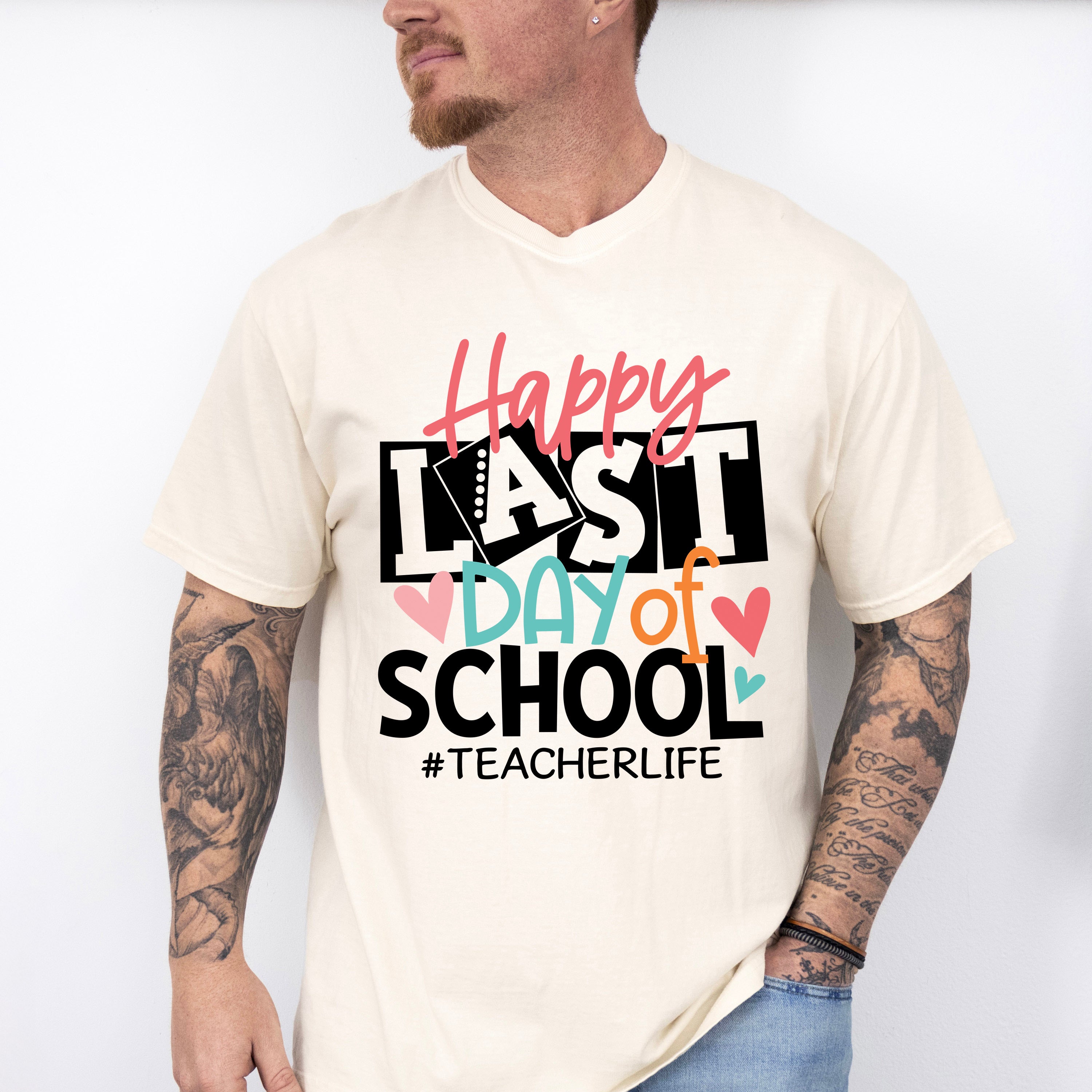 Happy Last Day Of School Teacher Theme Unisex Crewneck T-Shirt Sweatshirt Hoodie