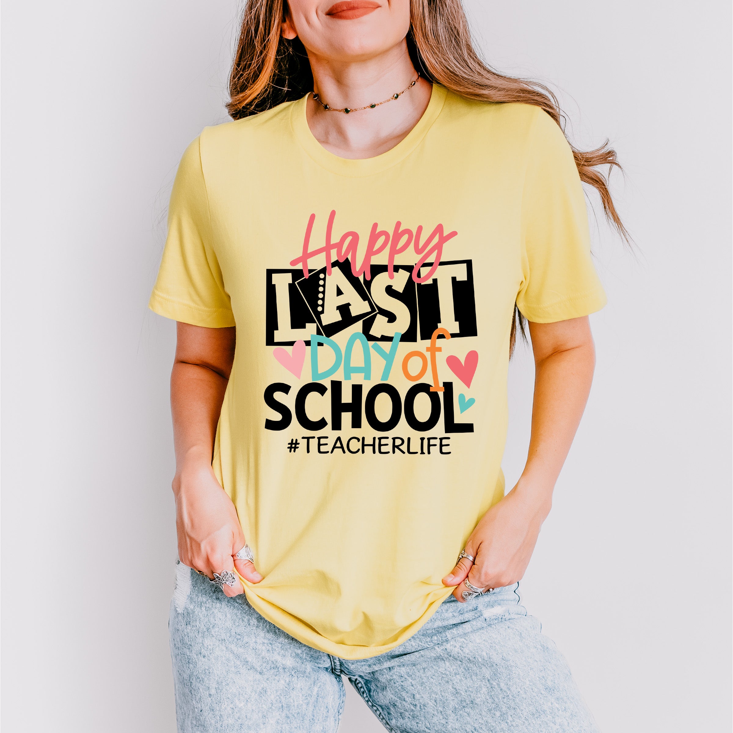 Happy Last Day Of School Teacher Theme Unisex Crewneck T-Shirt Sweatshirt Hoodie