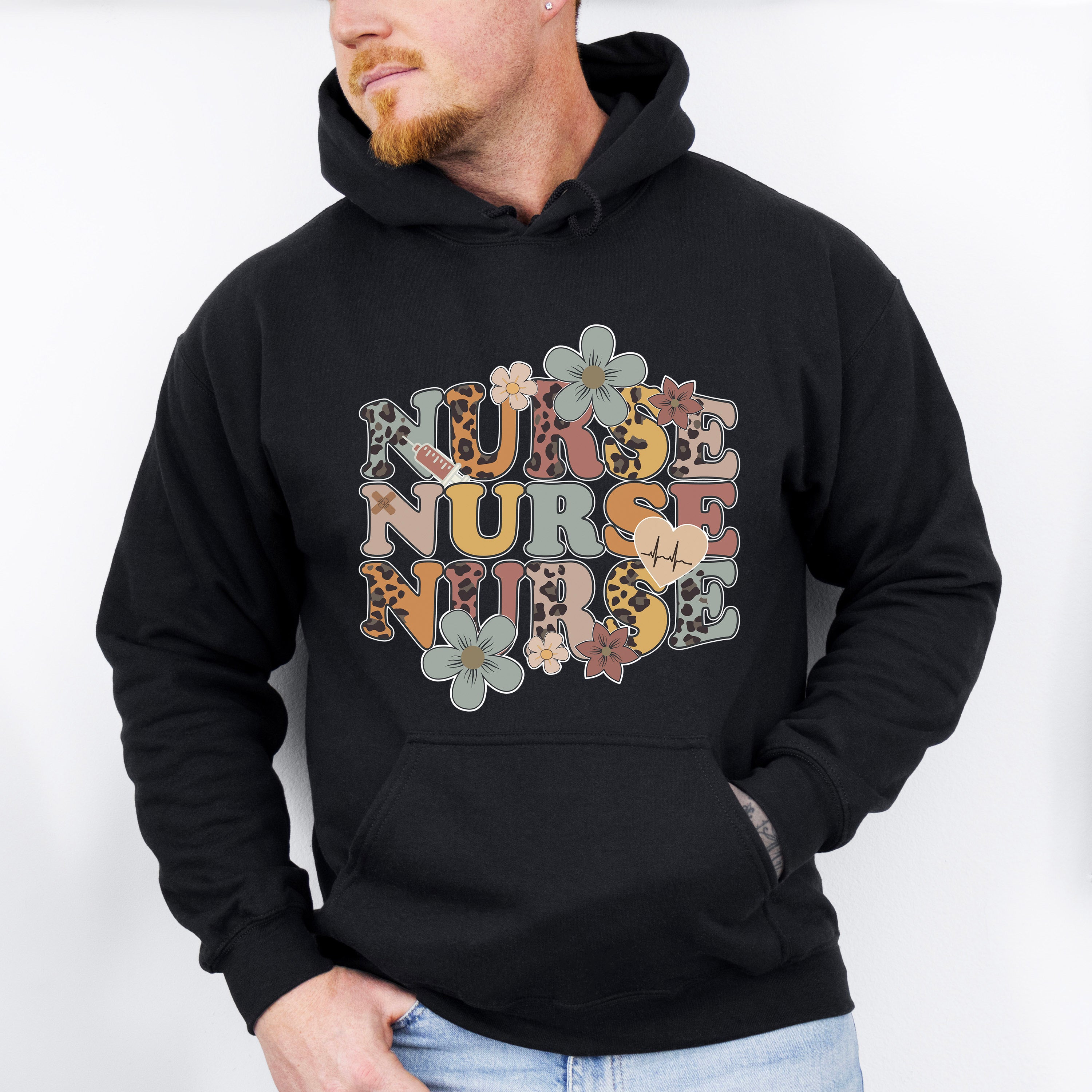 Nurse Flowers Nurse Theme Unisex Crewneck T-Shirt Sweatshirt Hoodie