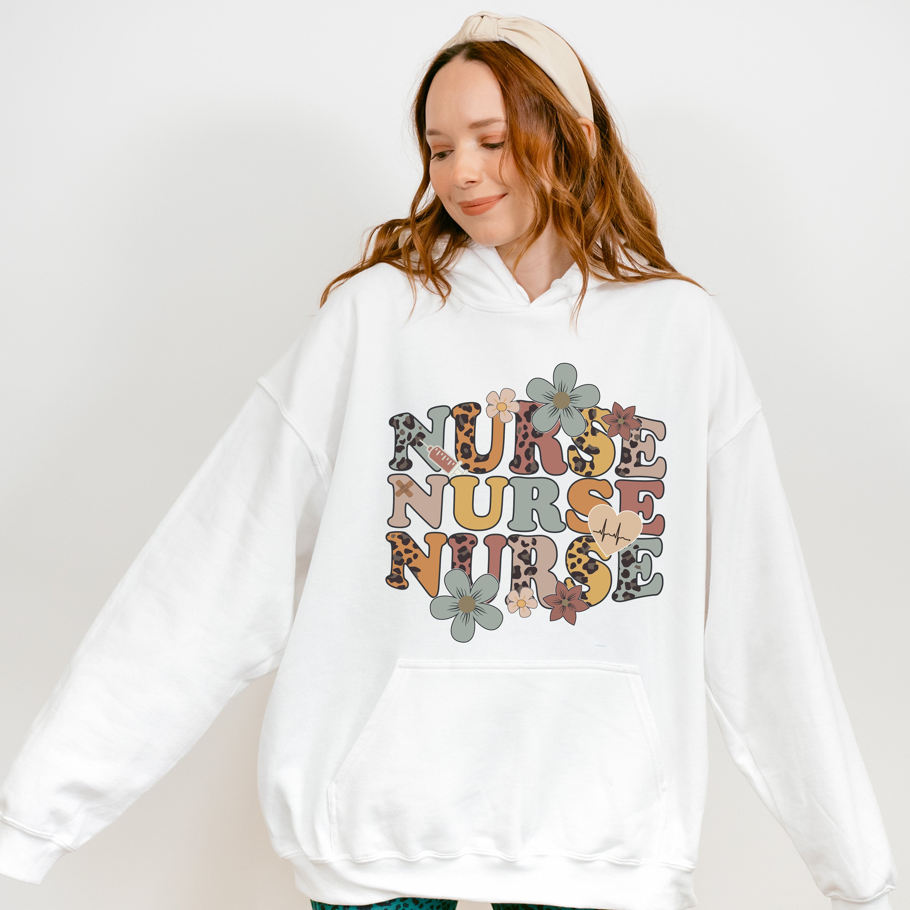 Nurse Flowers Nurse Theme Unisex Crewneck T-Shirt Sweatshirt Hoodie