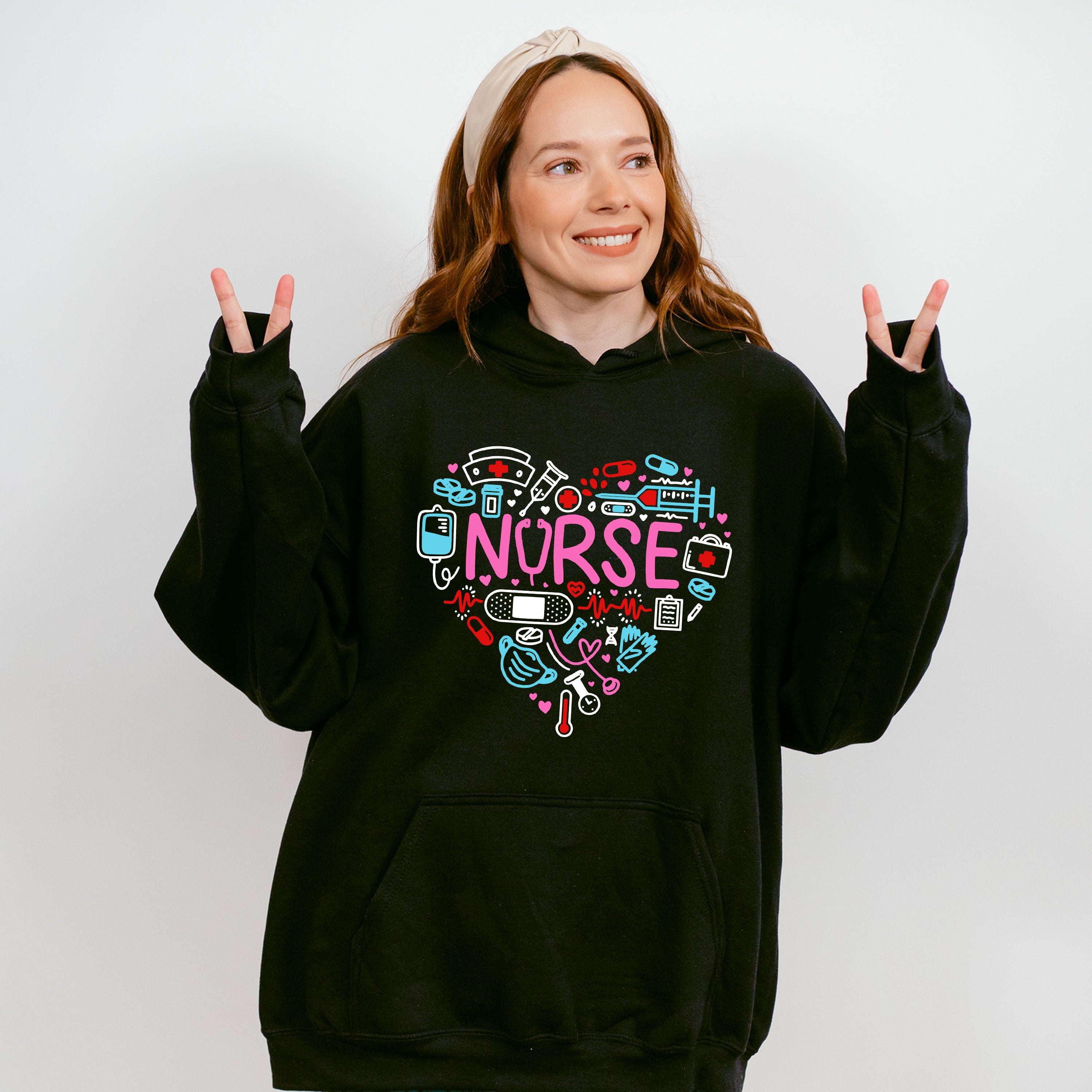 Nurse Heart Shape Nurse Theme Unisex Crewneck T-Shirt Sweatshirt Hoodie