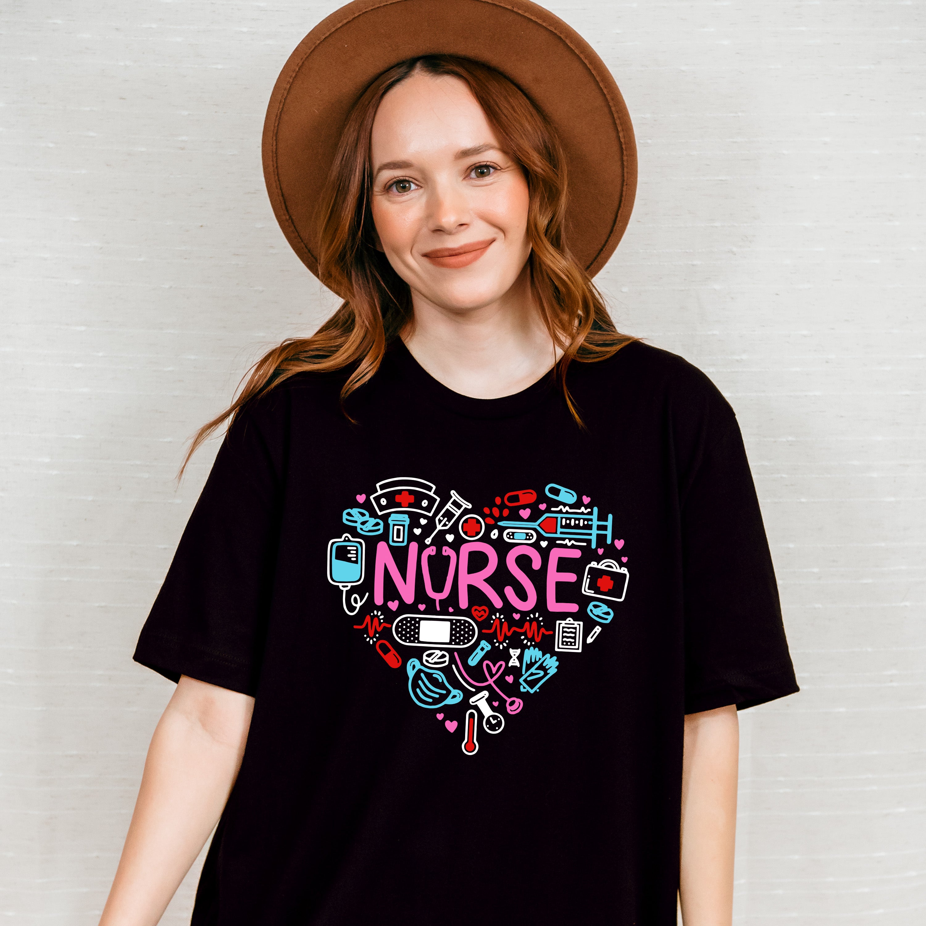 Nurse Heart Shape Nurse Theme Unisex Crewneck T-Shirt Sweatshirt Hoodie