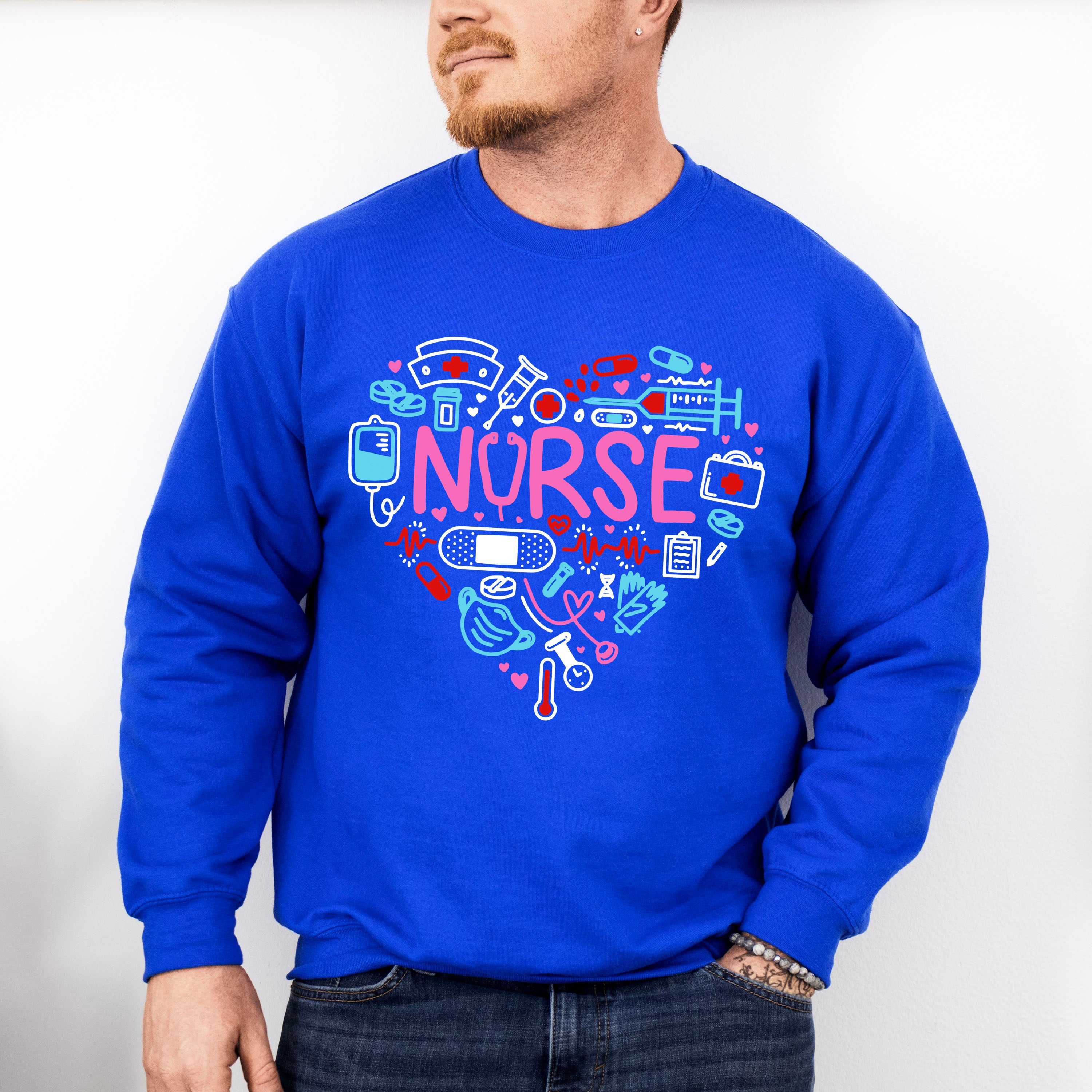 Nurse Heart Shape Nurse Theme Unisex Crewneck T-Shirt Sweatshirt Hoodie