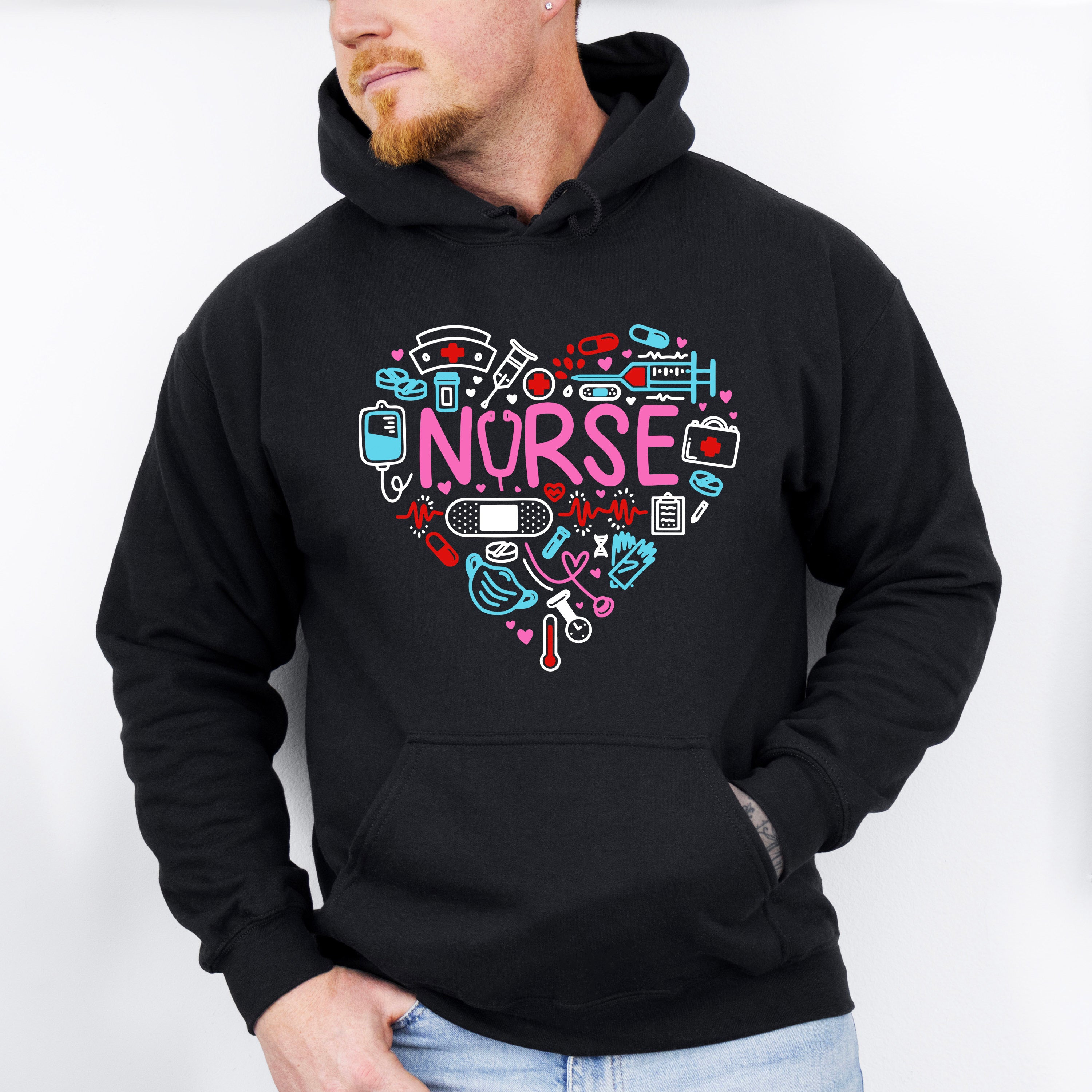 Nurse Heart Shape Nurse Theme Unisex Crewneck T-Shirt Sweatshirt Hoodie
