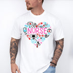 Nurse Heart Shape Nurse Theme Unisex Crewneck T-Shirt Sweatshirt Hoodie