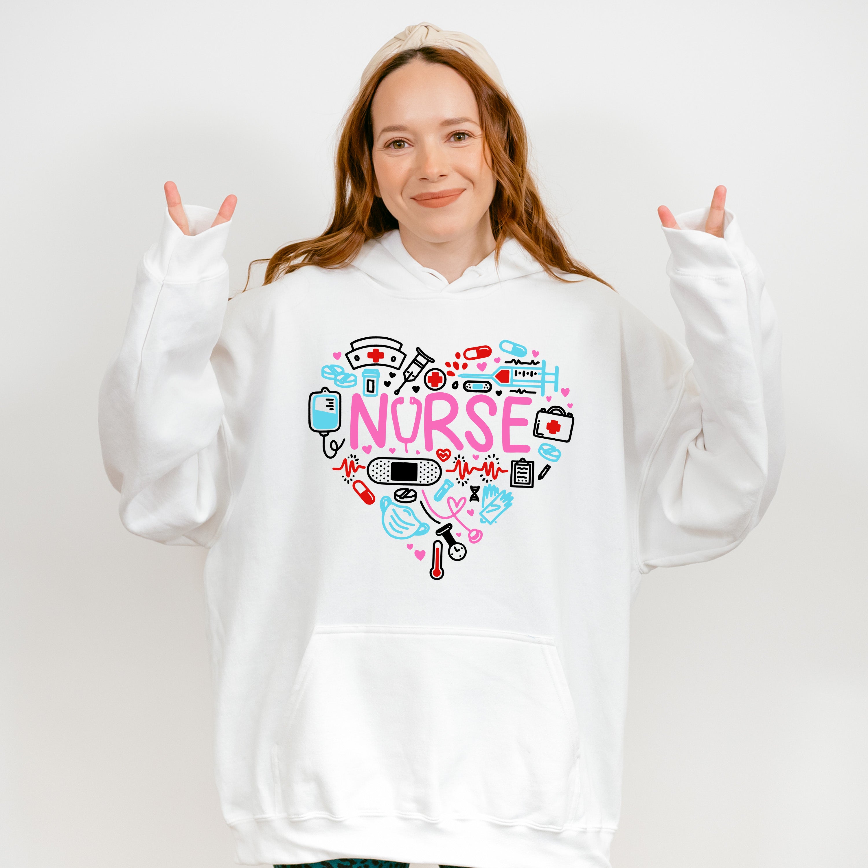 Nurse Heart Shape Nurse Theme Unisex Crewneck T-Shirt Sweatshirt Hoodie
