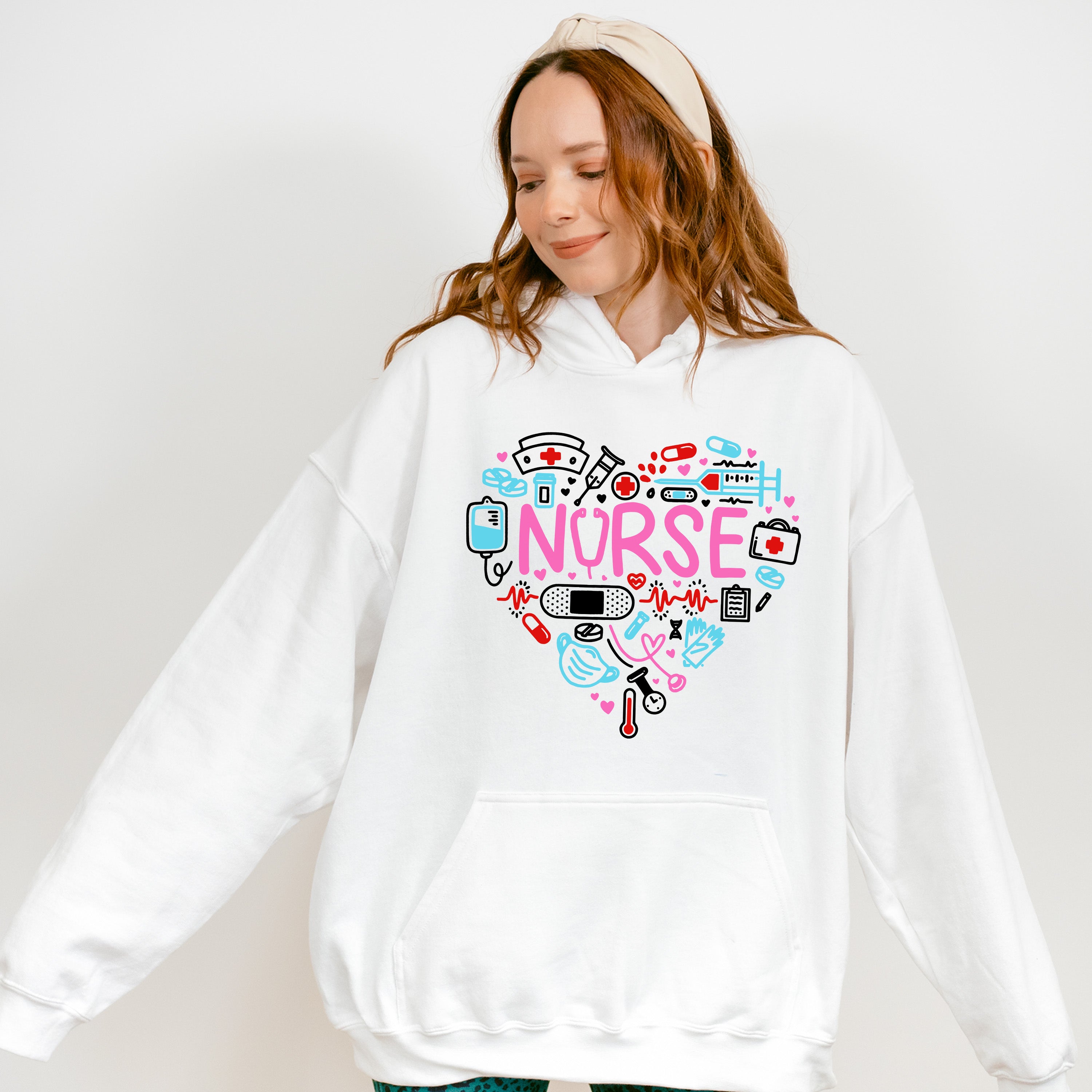 Nurse Heart Shape Nurse Theme Unisex Crewneck T-Shirt Sweatshirt Hoodie