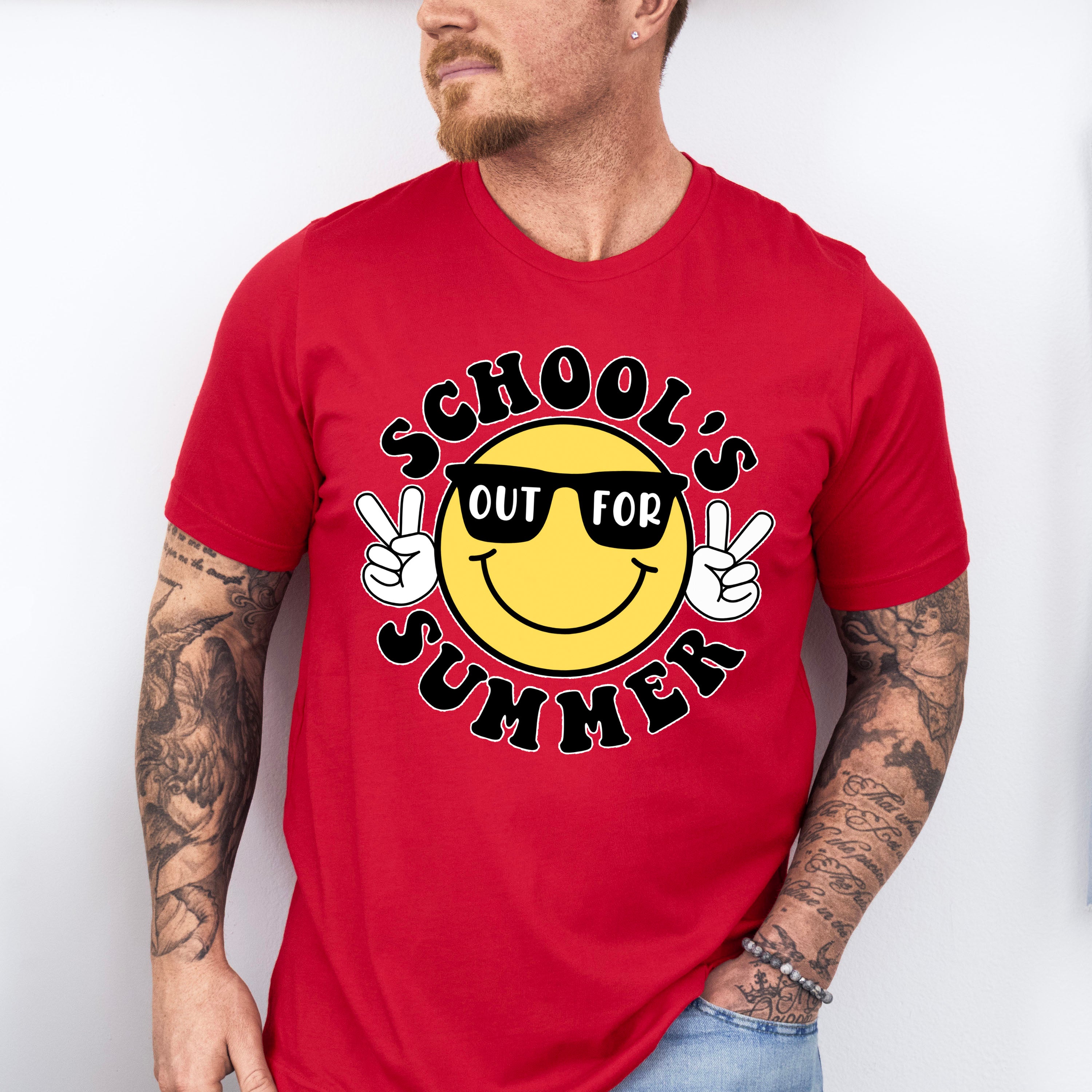 Smiley School's Out For Summer Last Day Of School Theme Unisex Crewneck T-Shirt Sweatshirt Hoodie
