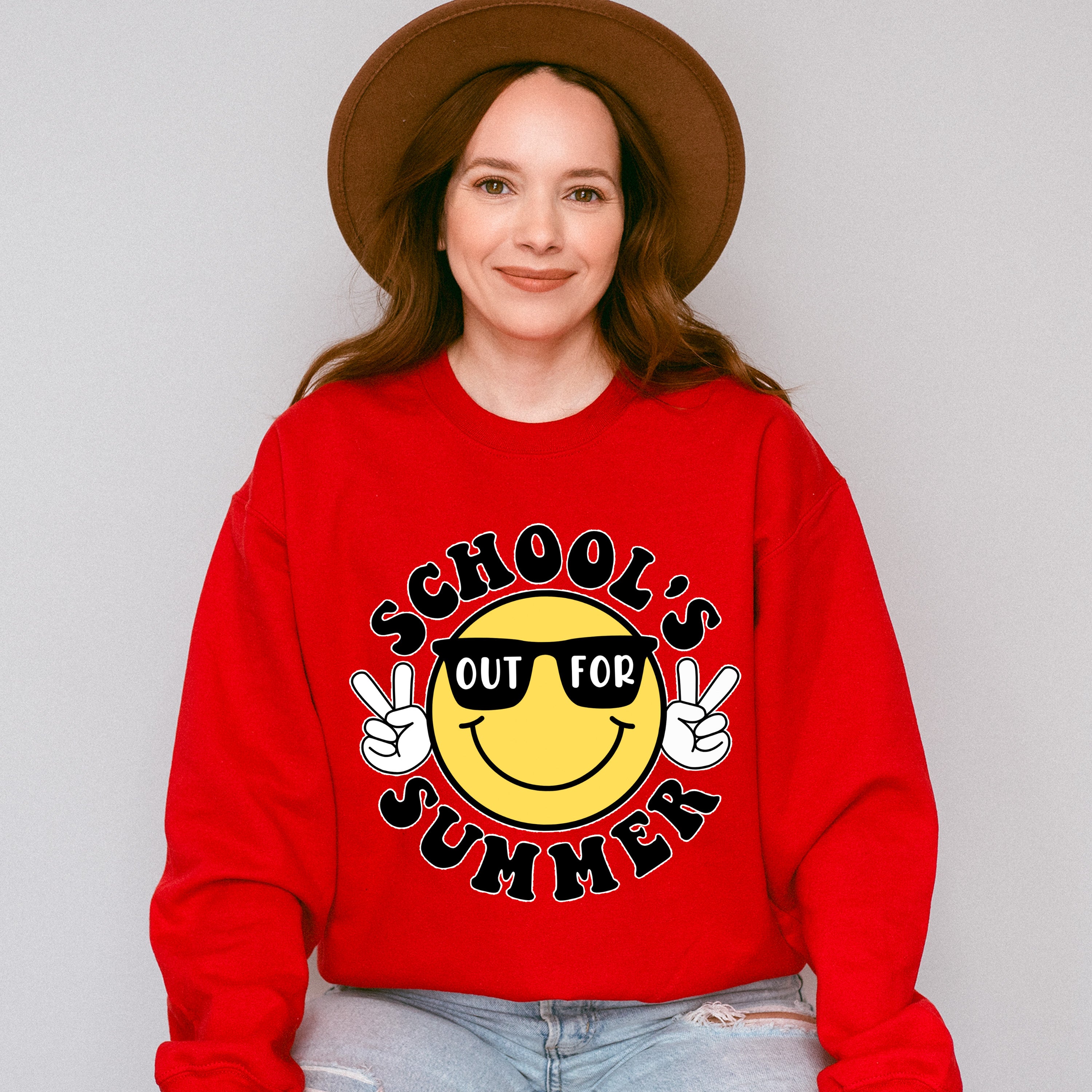 Smiley School's Out For Summer Last Day Of School Theme Unisex Crewneck T-Shirt Sweatshirt Hoodie