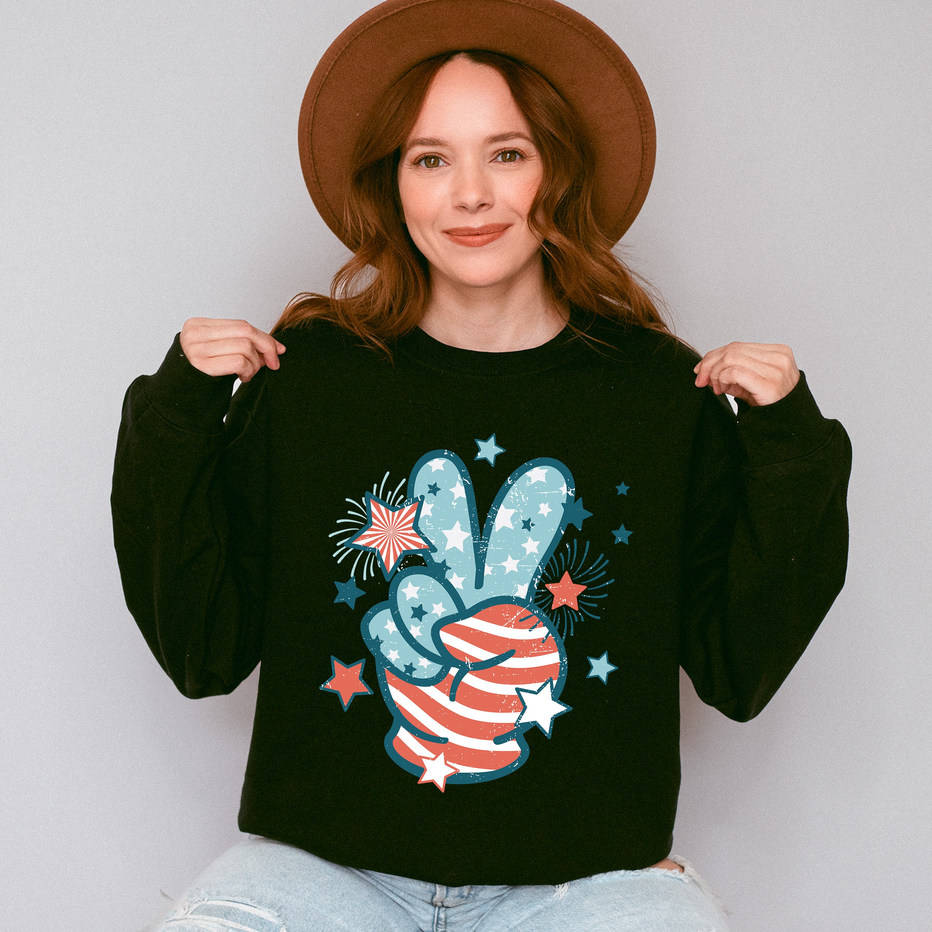 Peace Sign Sparkles 4Th Of July Unisex Crewneck T-Shirt Sweatshirt Hoodie