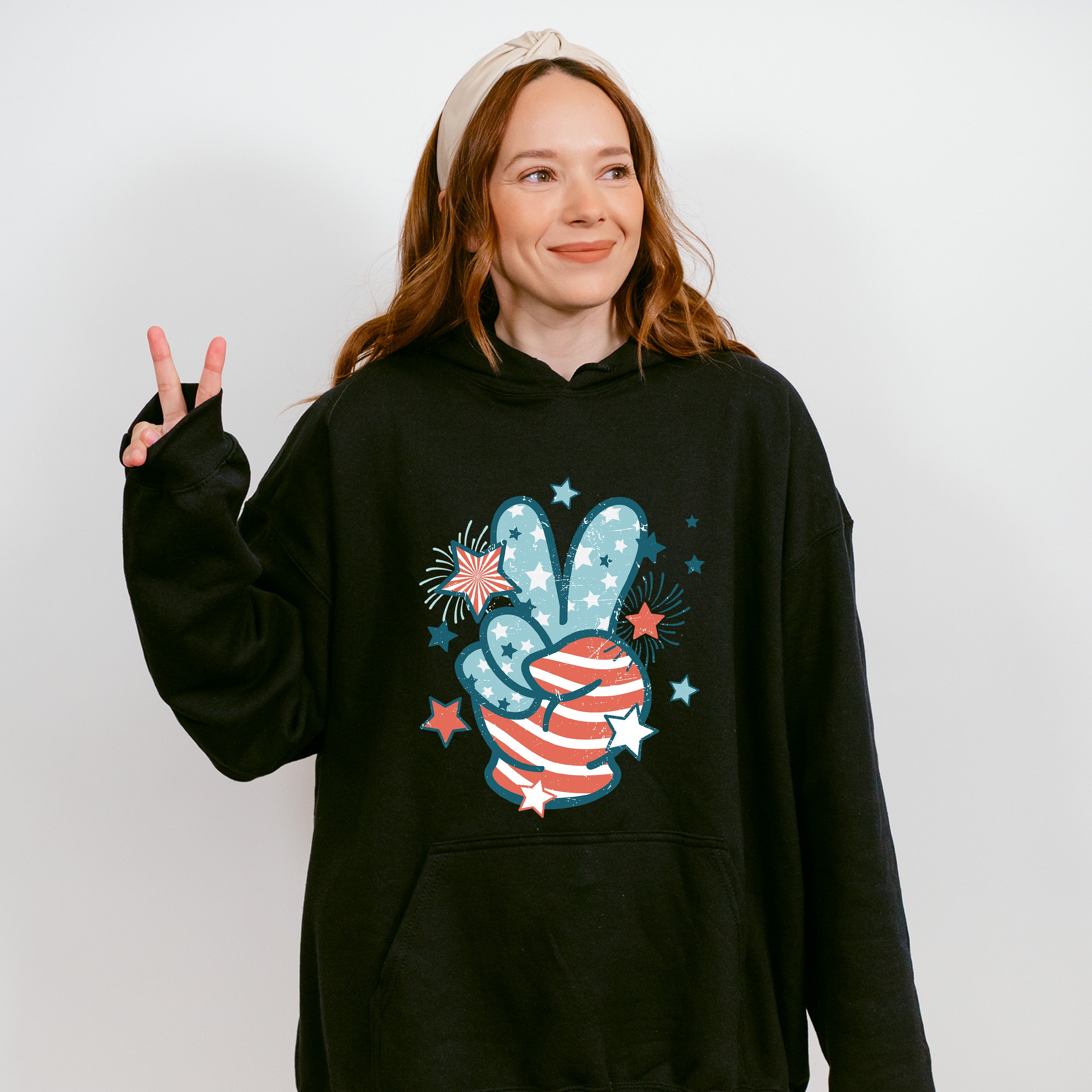 Peace Sign Sparkles 4Th Of July Unisex Crewneck T-Shirt Sweatshirt Hoodie