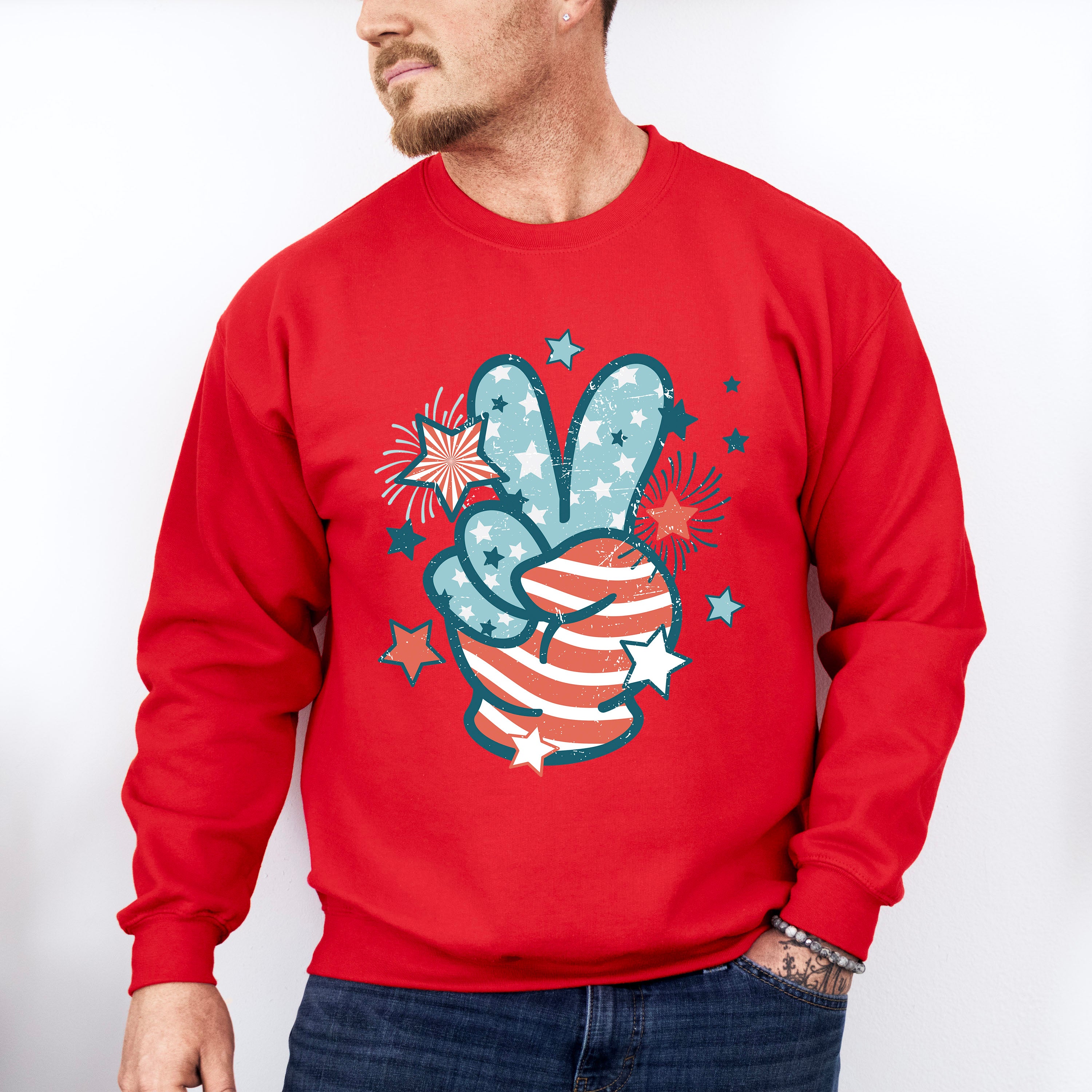 Peace Sign Sparkles 4Th Of July Unisex Crewneck T-Shirt Sweatshirt Hoodie