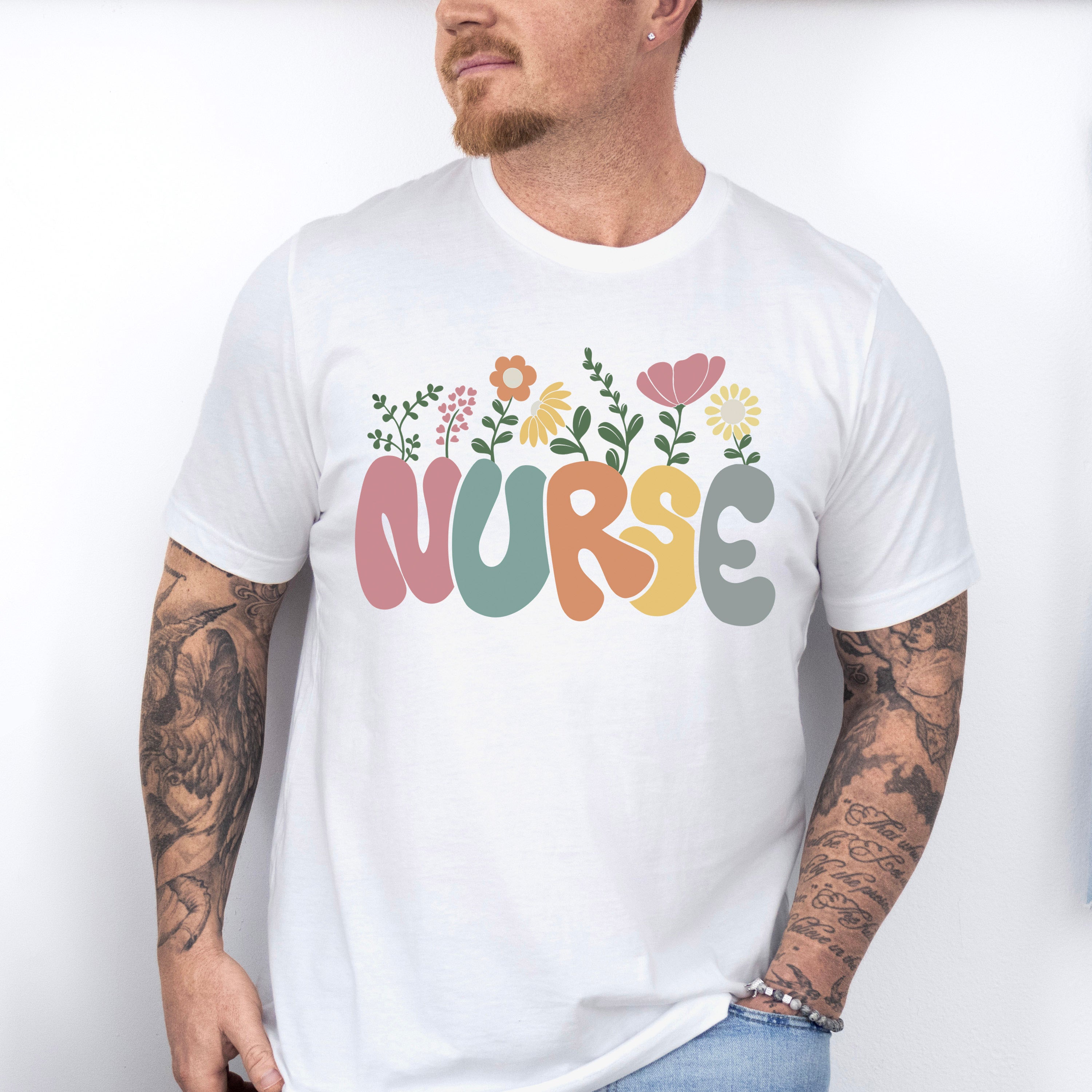 Nurse Flower Nurse Theme Unisex Crewneck T-Shirt Sweatshirt Hoodie
