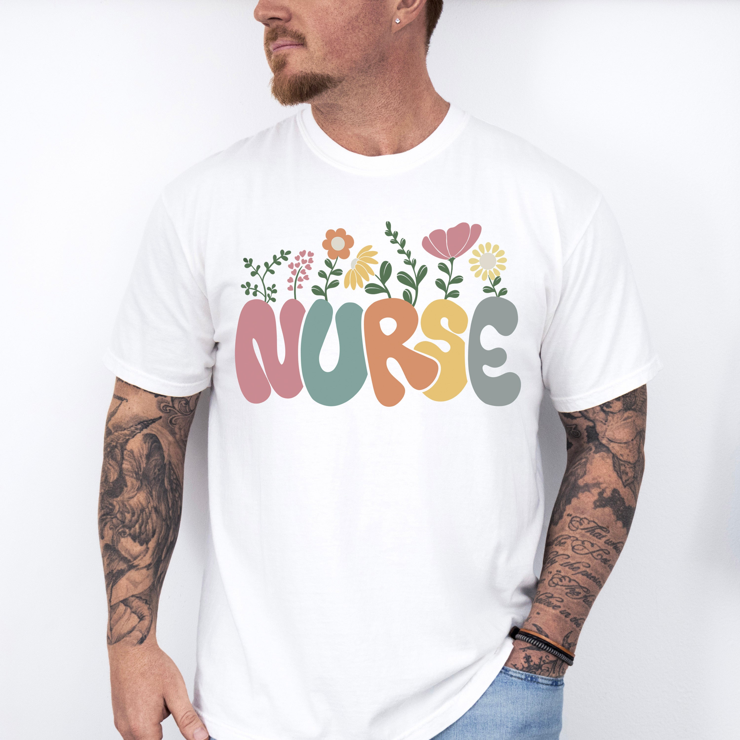 Nurse Flower Nurse Theme Unisex Crewneck T-Shirt Sweatshirt Hoodie