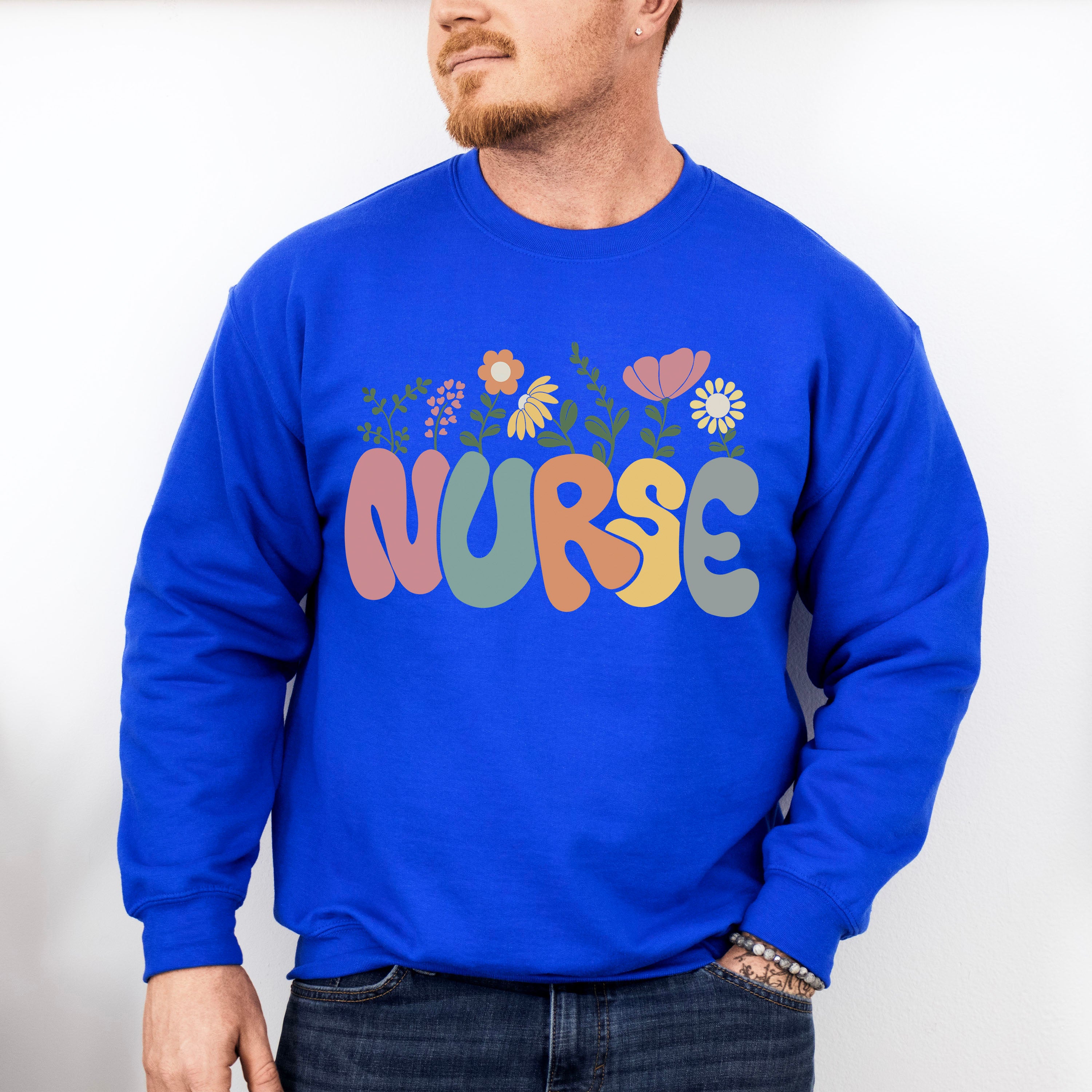 Nurse Flower Nurse Theme Unisex Crewneck T-Shirt Sweatshirt Hoodie