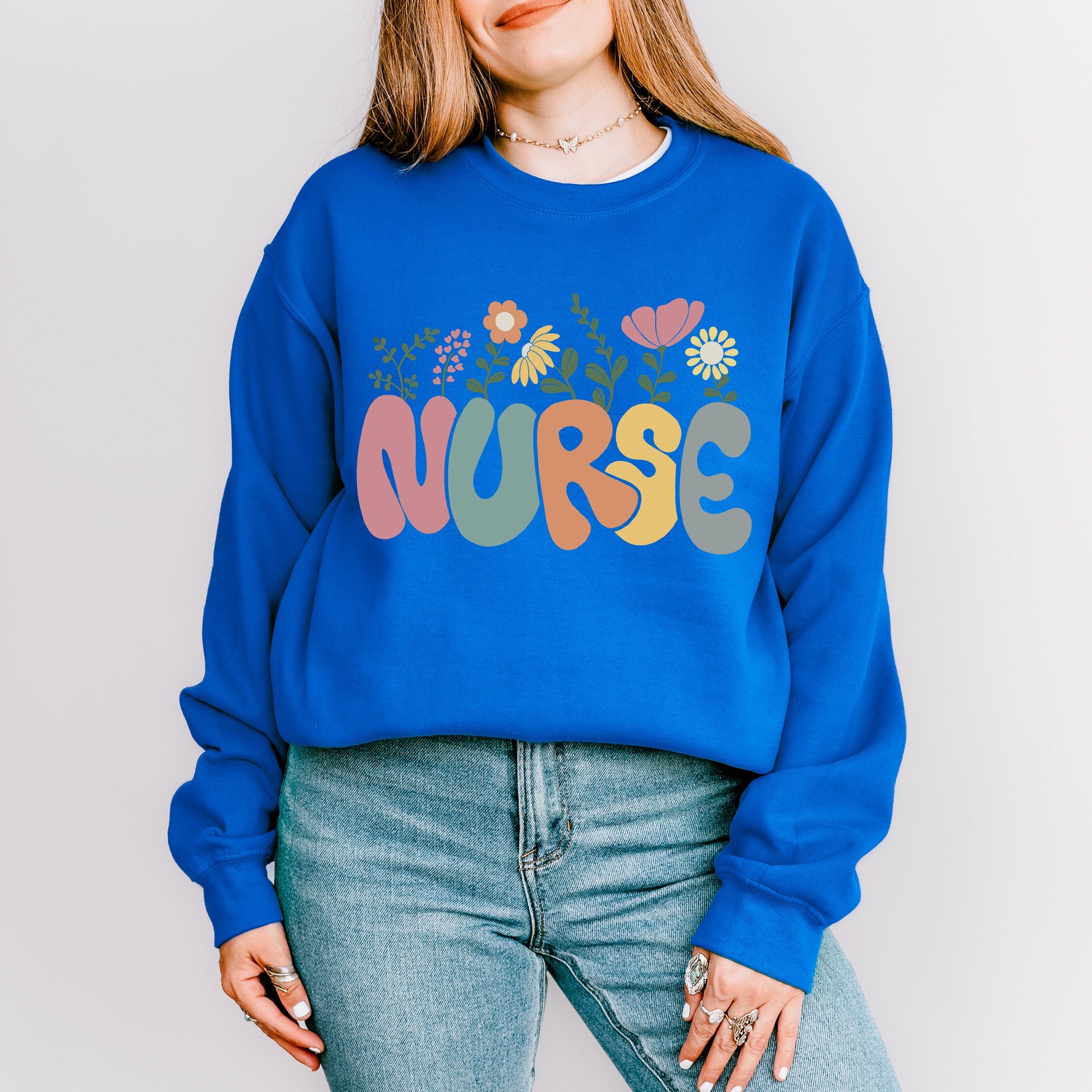 Nurse Flower Nurse Theme Unisex Crewneck T-Shirt Sweatshirt Hoodie