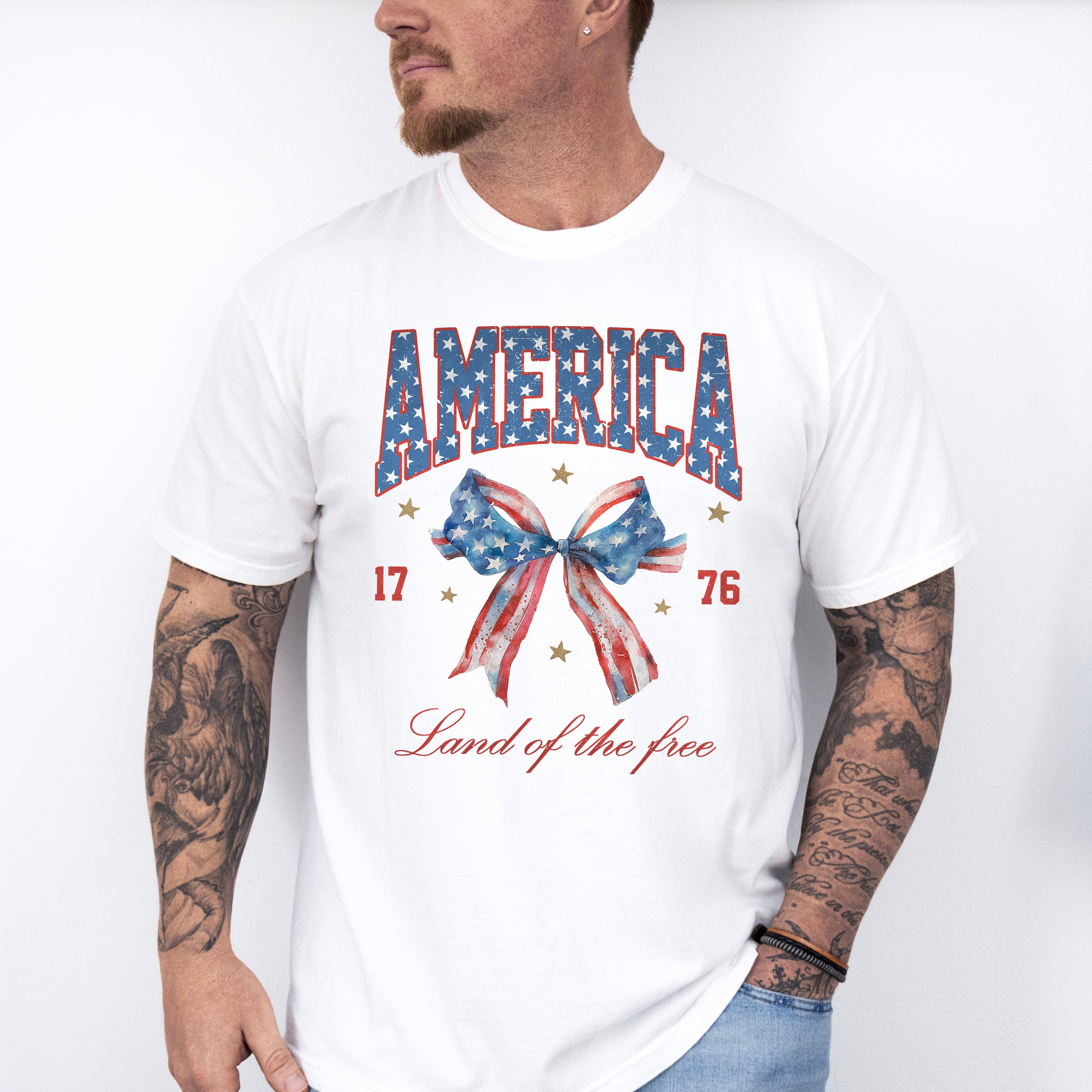 America Ribbon 4Th Of July Unisex Crewneck T-Shirt Sweatshirt Hoodie