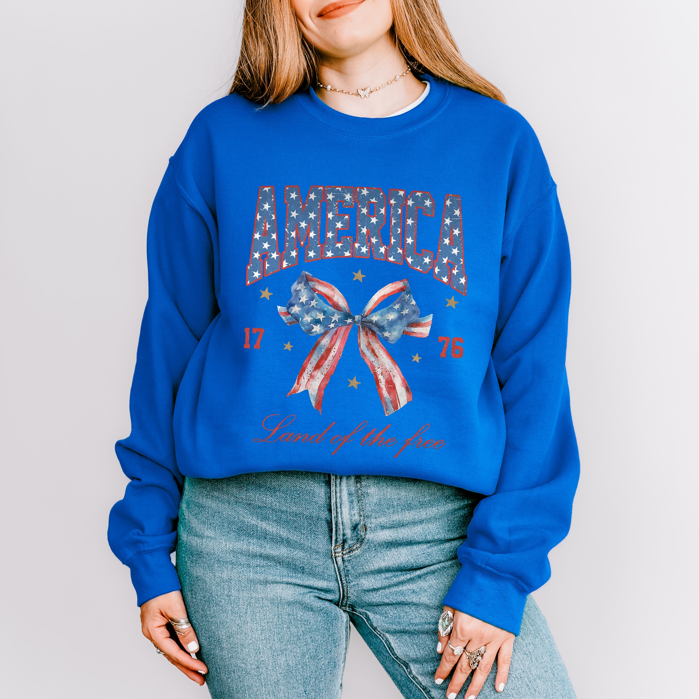 America Ribbon 4Th Of July Unisex Crewneck T-Shirt Sweatshirt Hoodie