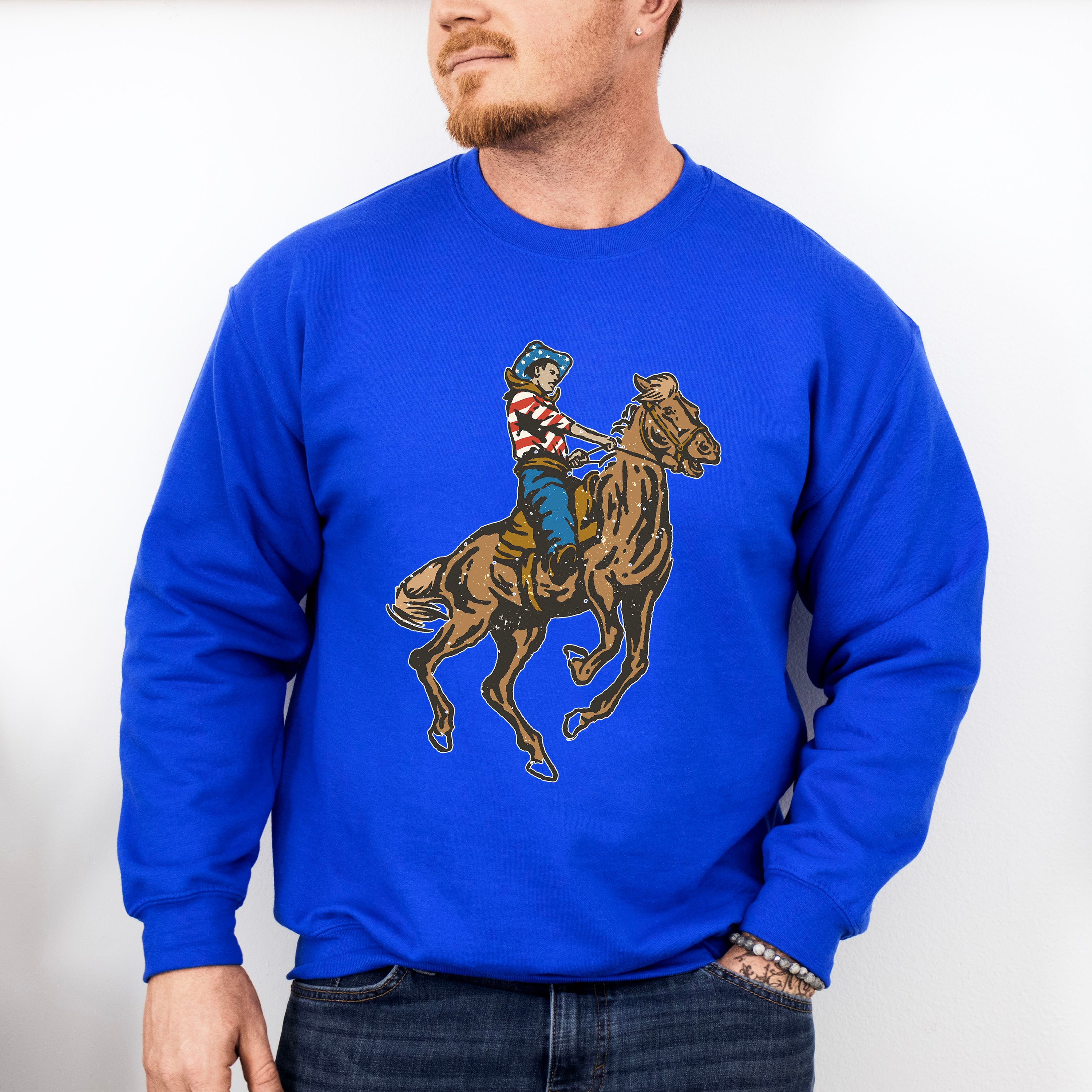 USA Cowboy 4Th Of July Unisex Crewneck T-Shirt Sweatshirt Hoodie