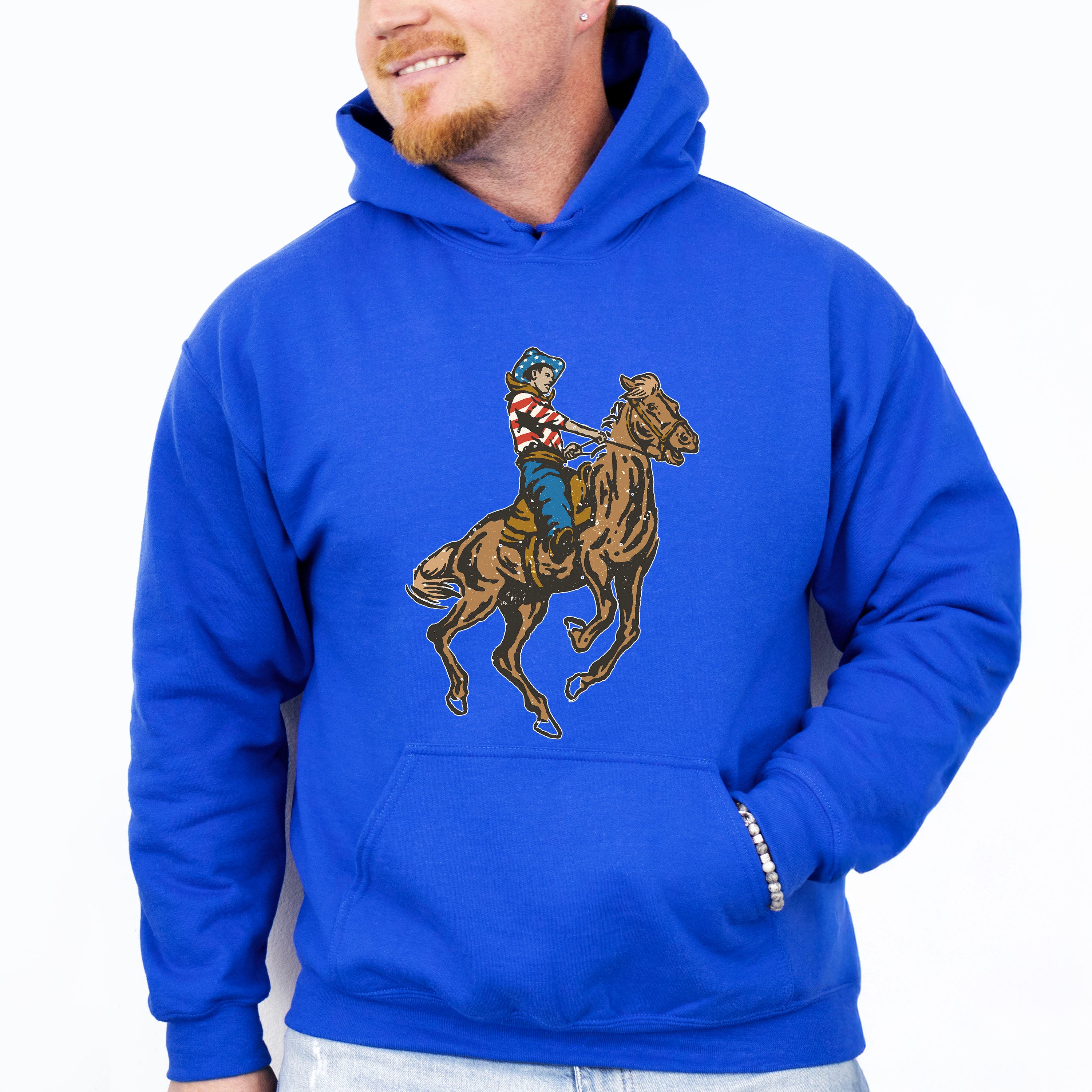 USA Cowboy 4Th Of July Unisex Crewneck T-Shirt Sweatshirt Hoodie
