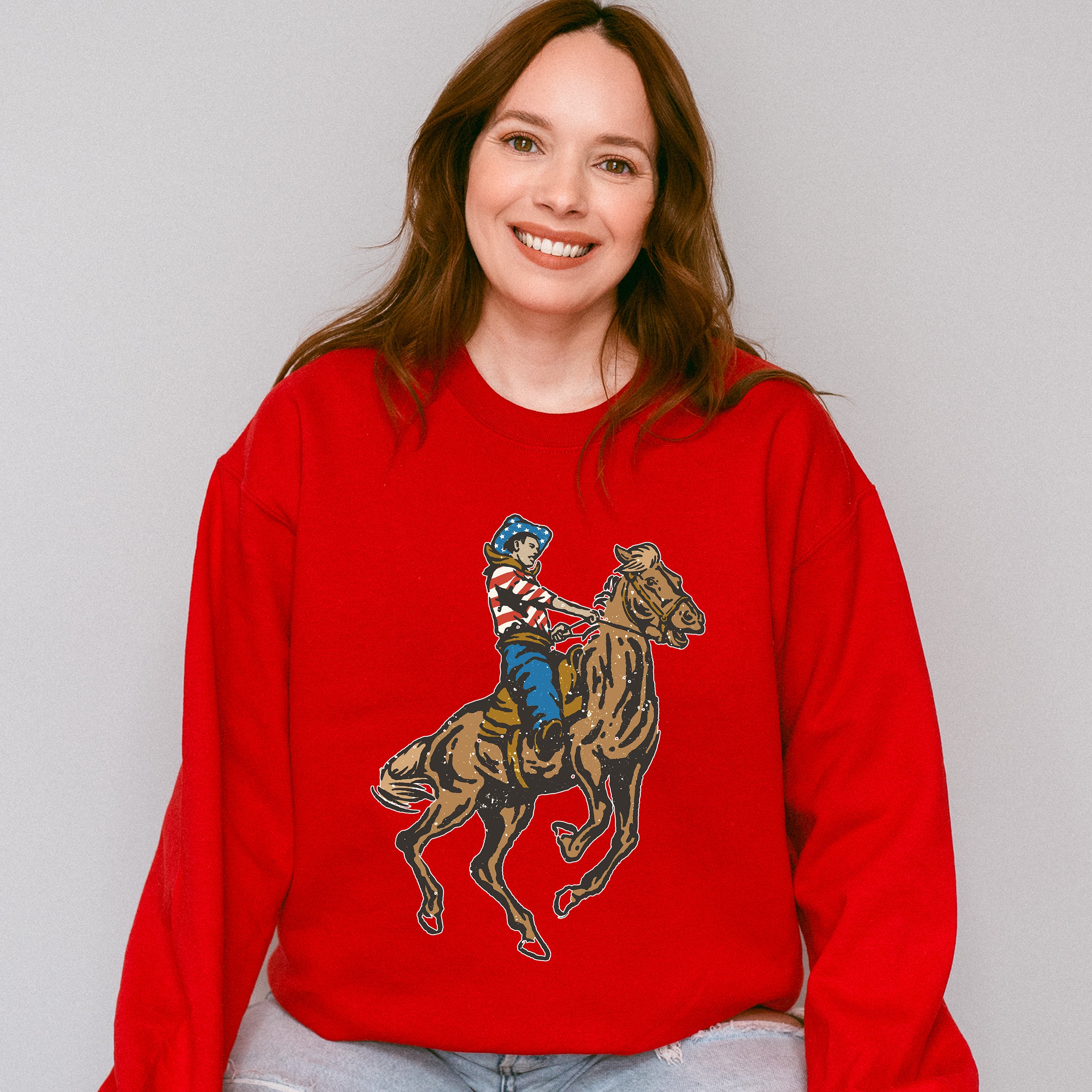 USA Cowboy 4Th Of July Unisex Crewneck T-Shirt Sweatshirt Hoodie