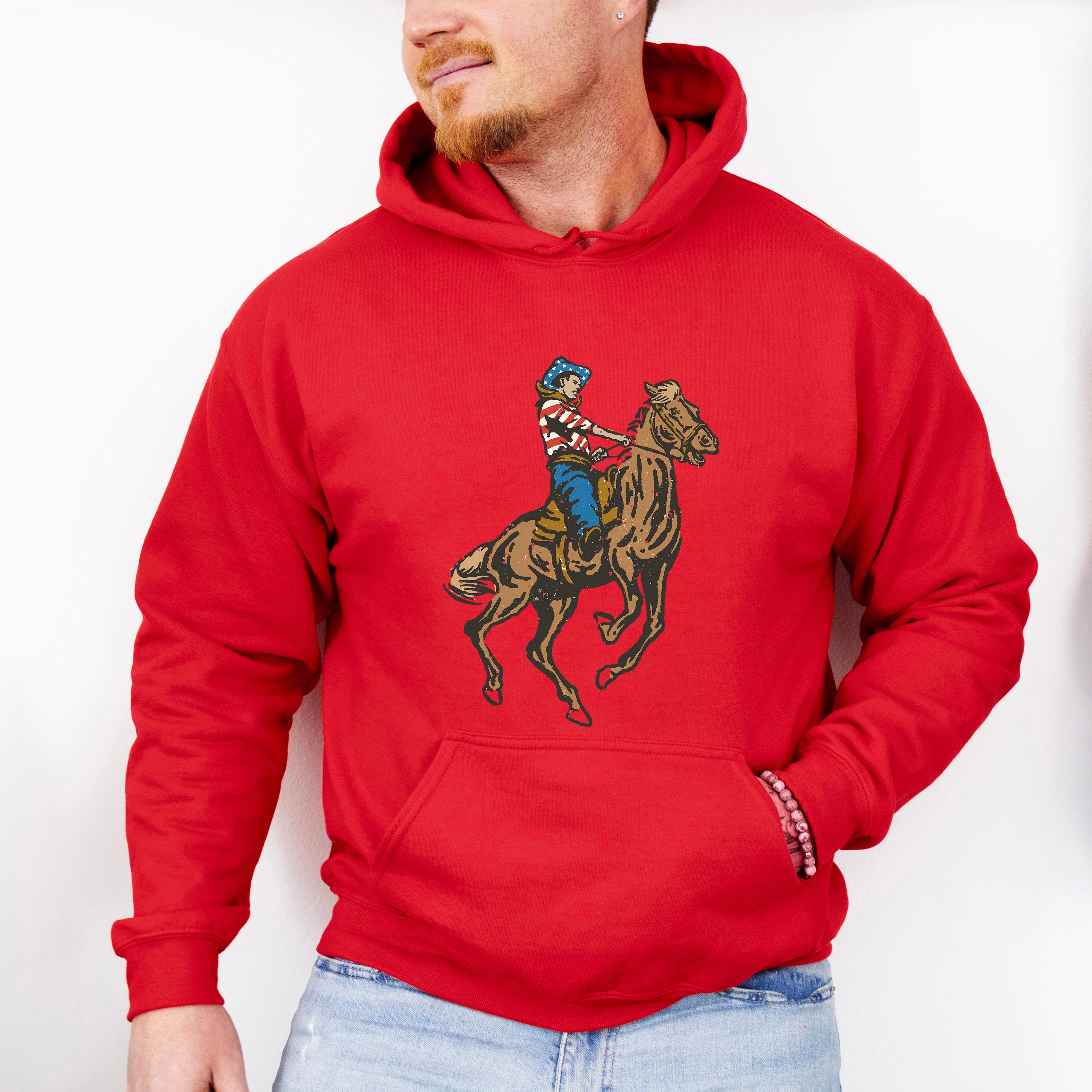 USA Cowboy 4Th Of July Unisex Crewneck T-Shirt Sweatshirt Hoodie