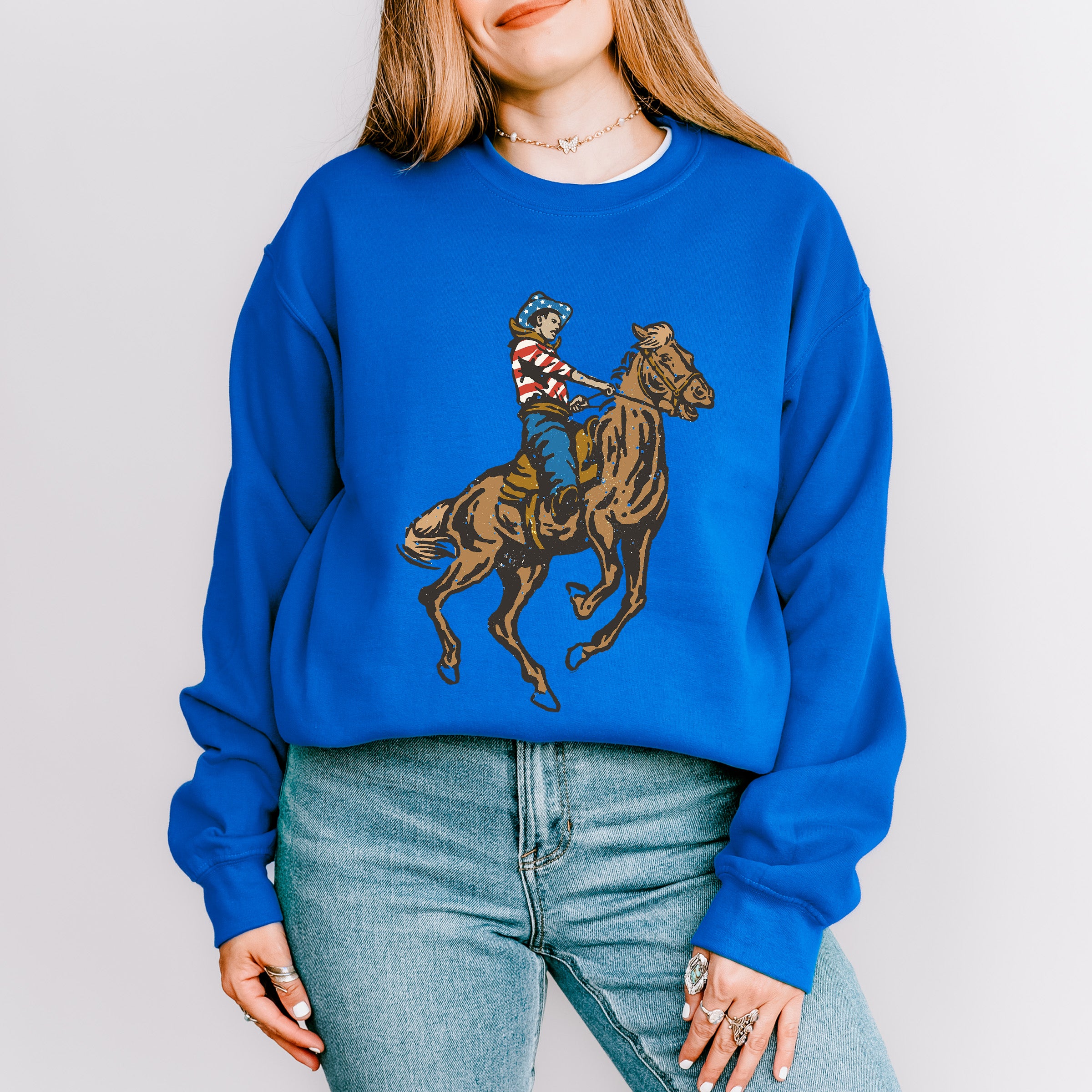 USA Cowboy 4Th Of July Unisex Crewneck T-Shirt Sweatshirt Hoodie