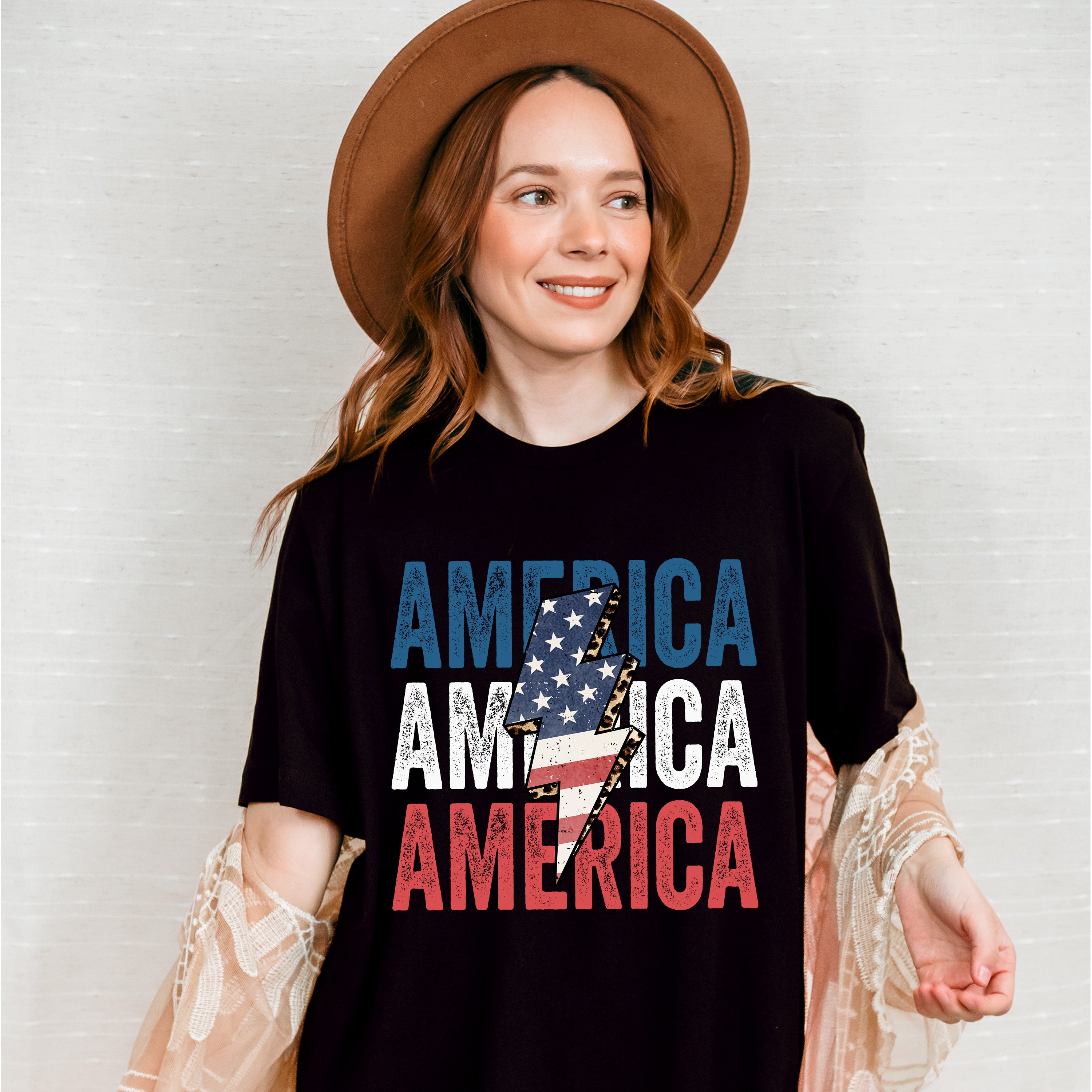America Lightning 4Th Of July Unisex Crewneck T-Shirt Sweatshirt Hoodie