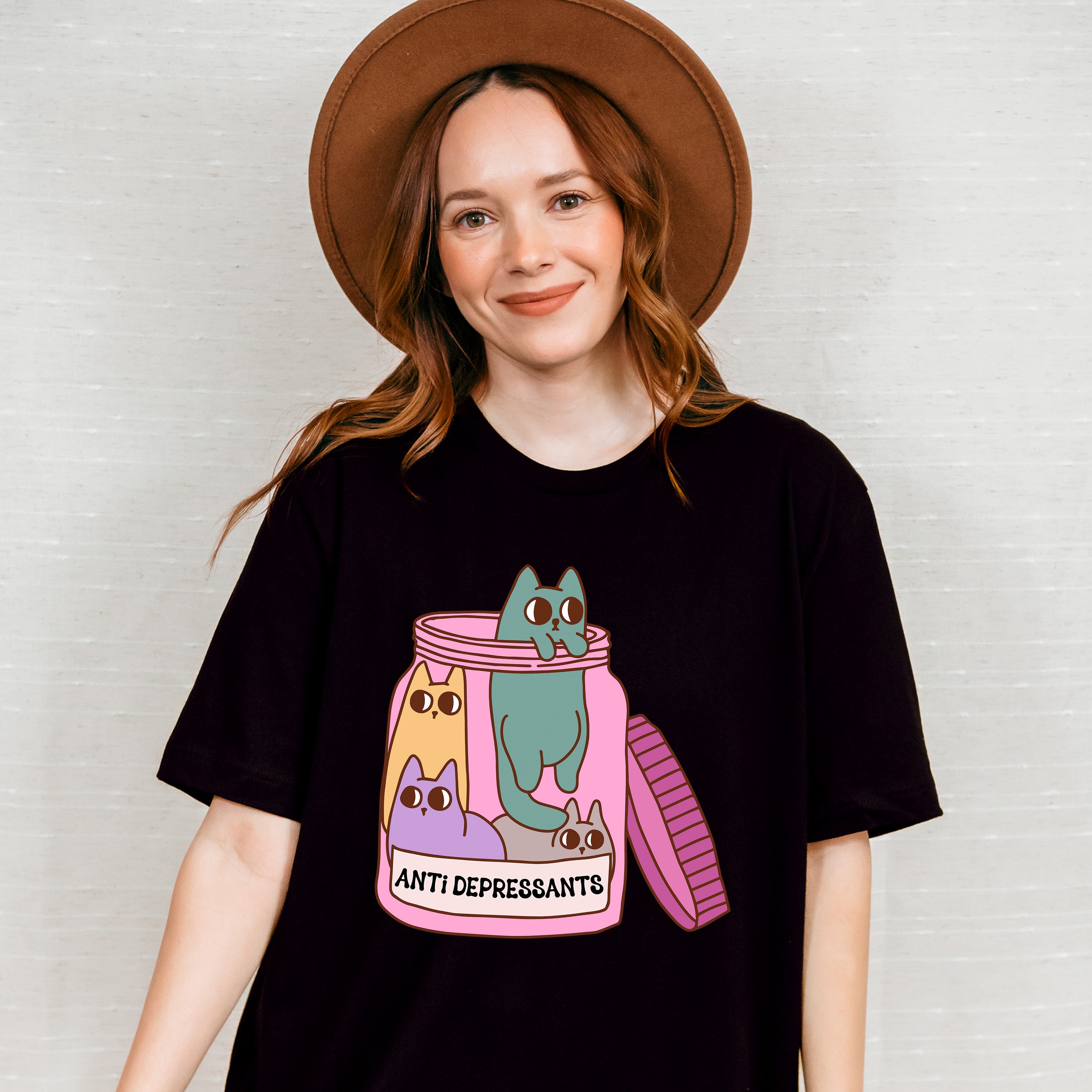 Cats In A Jar Mental Health Theme Unisex Crewneck T-Shirt Sweatshirt Hoodie