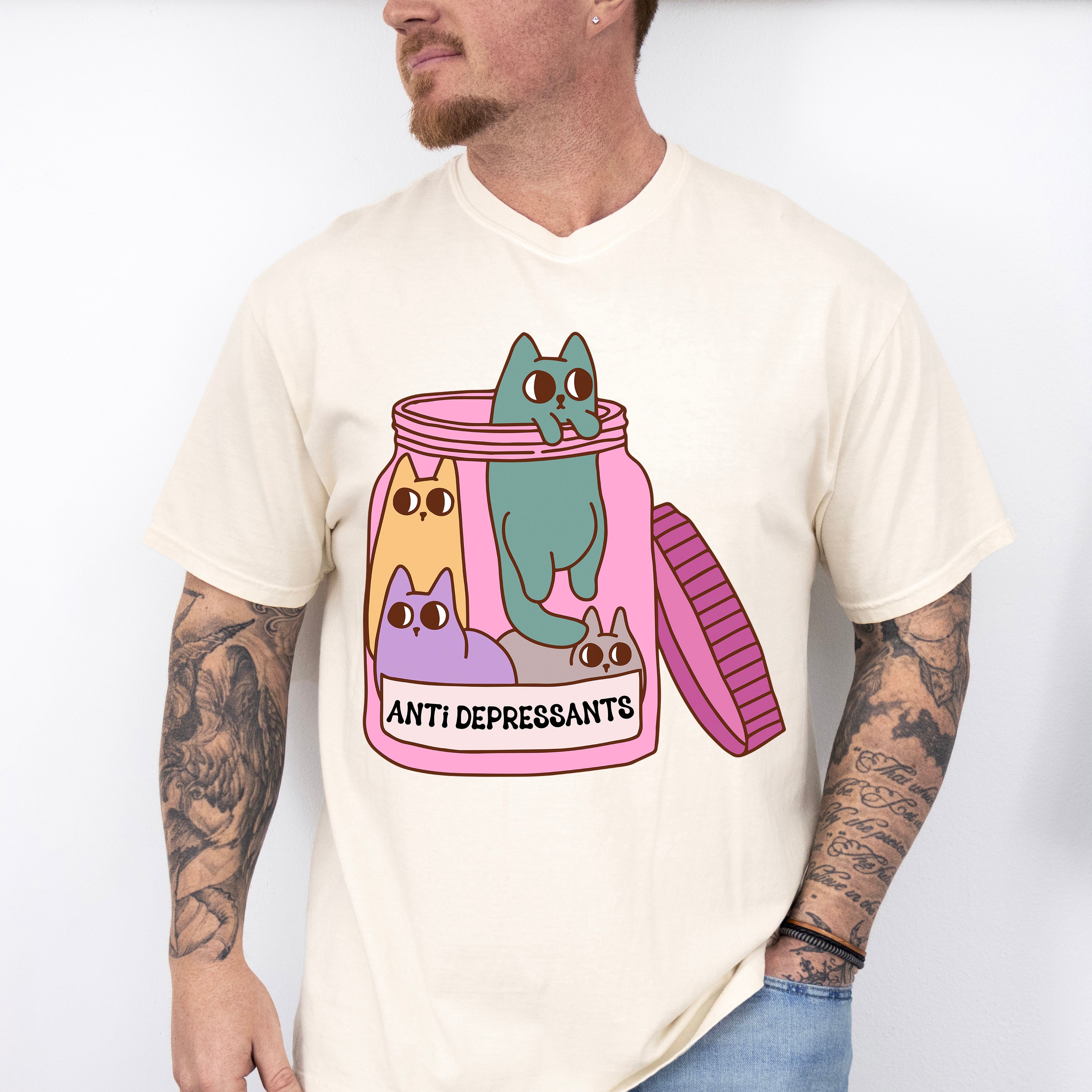 Cats In A Jar Mental Health Theme Unisex Crewneck T-Shirt Sweatshirt Hoodie