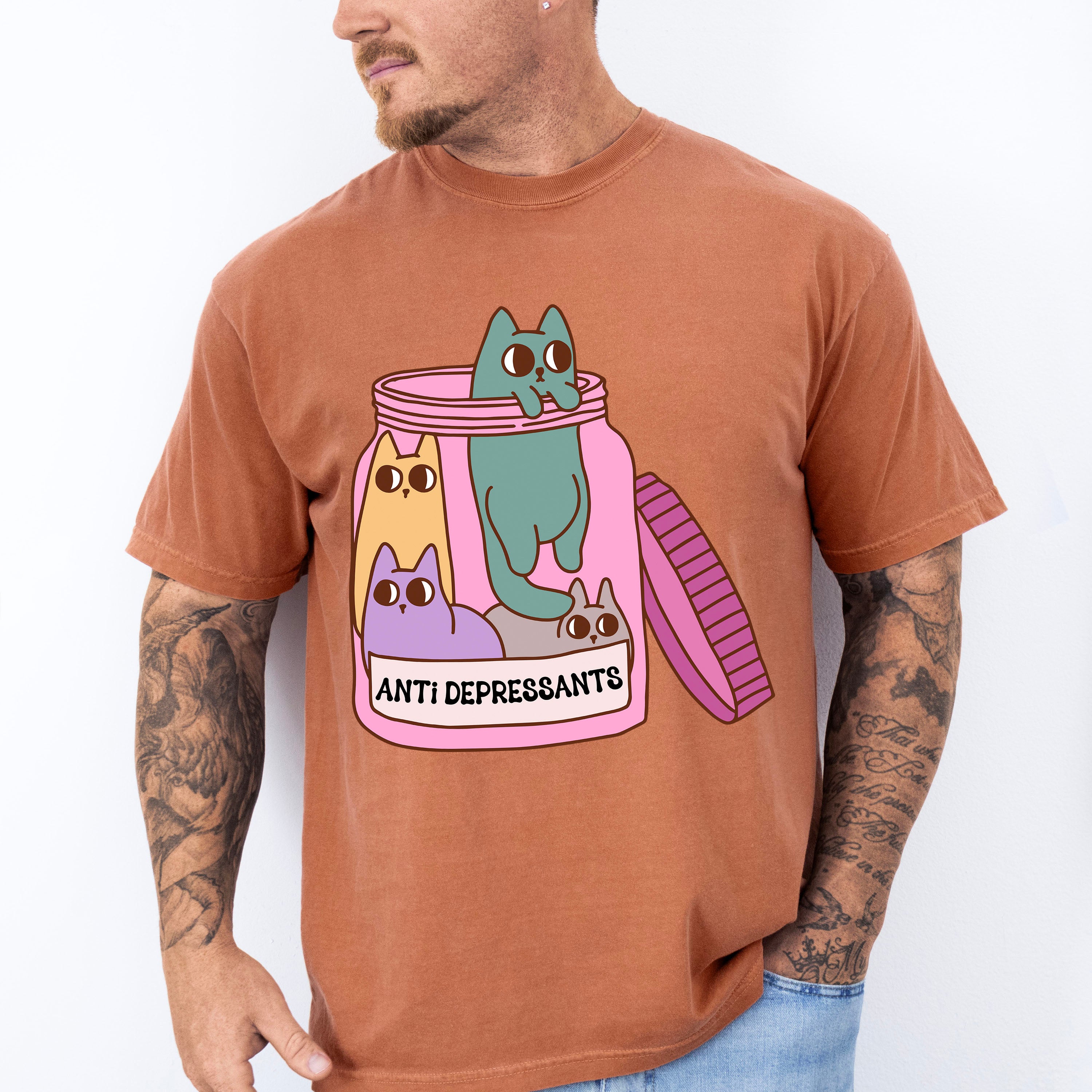 Cats In A Jar Mental Health Theme Unisex Crewneck T-Shirt Sweatshirt Hoodie