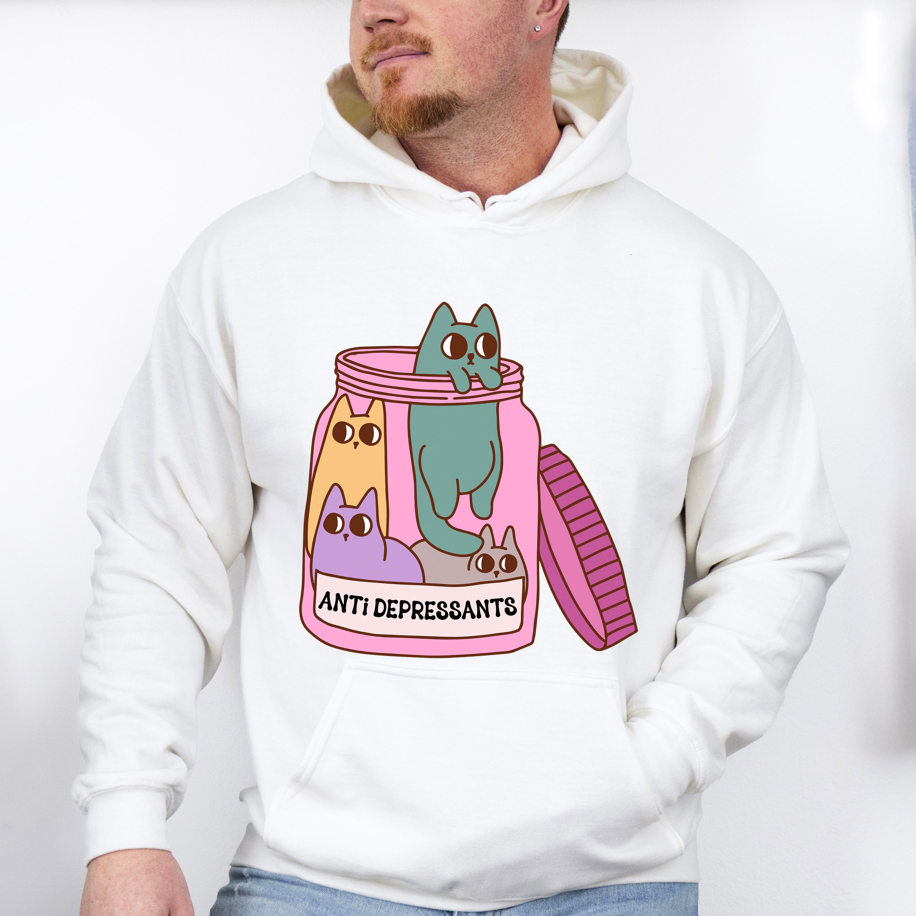 Cats In A Jar Mental Health Theme Unisex Crewneck T-Shirt Sweatshirt Hoodie