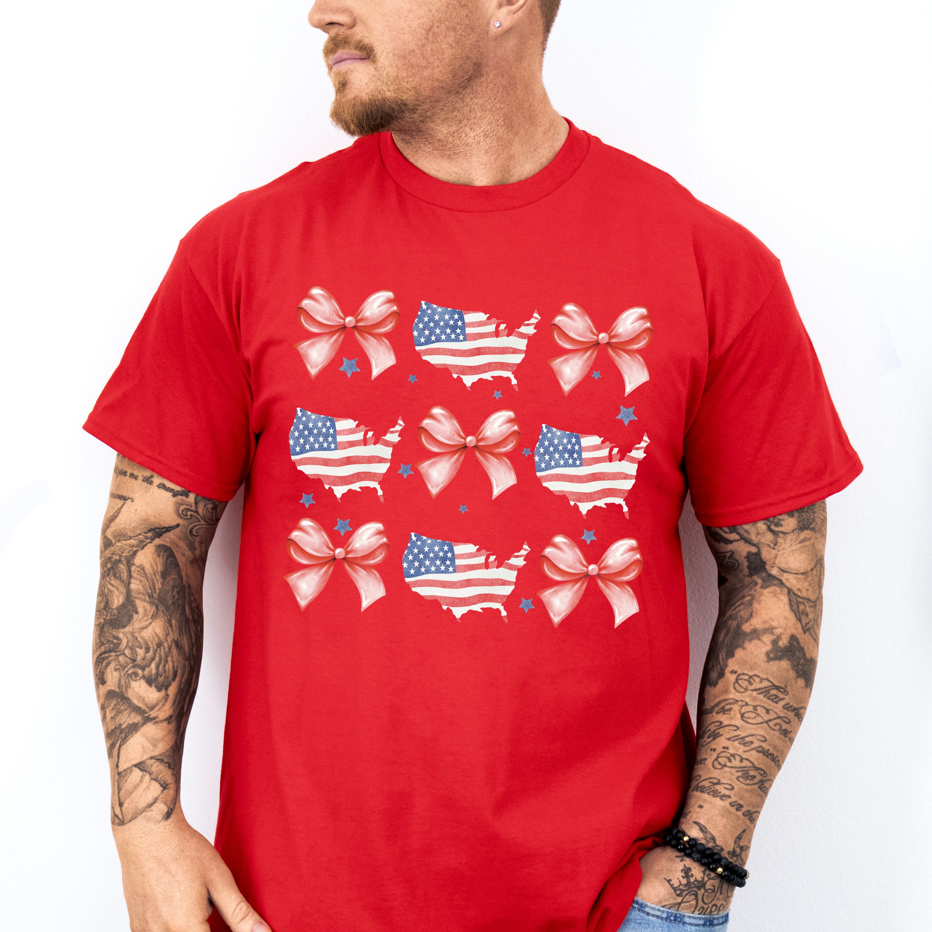 USA And Ribbons 4Th Of July Unisex Crewneck T-Shirt Sweatshirt Hoodie