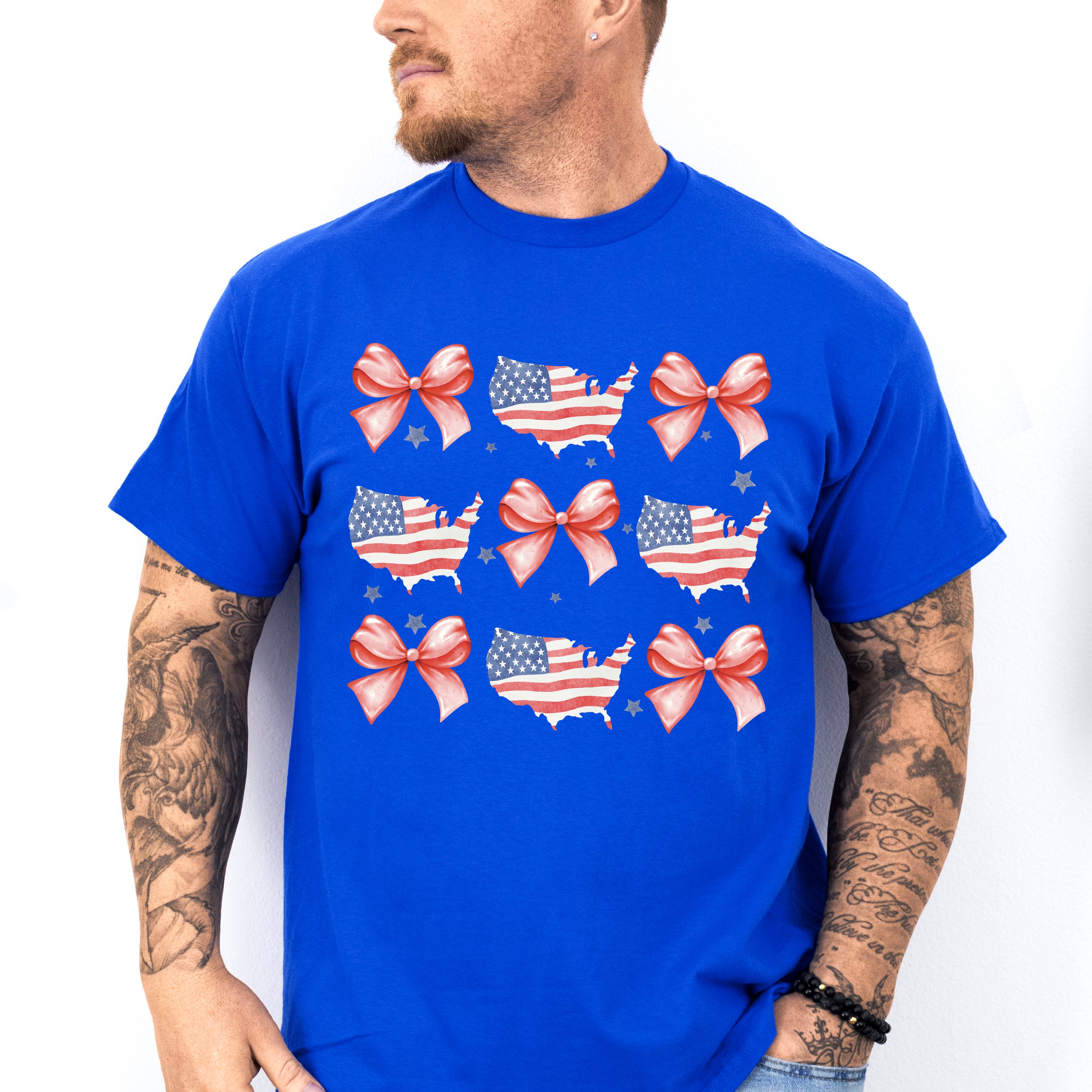 USA And Ribbons 4Th Of July Unisex Crewneck T-Shirt Sweatshirt Hoodie