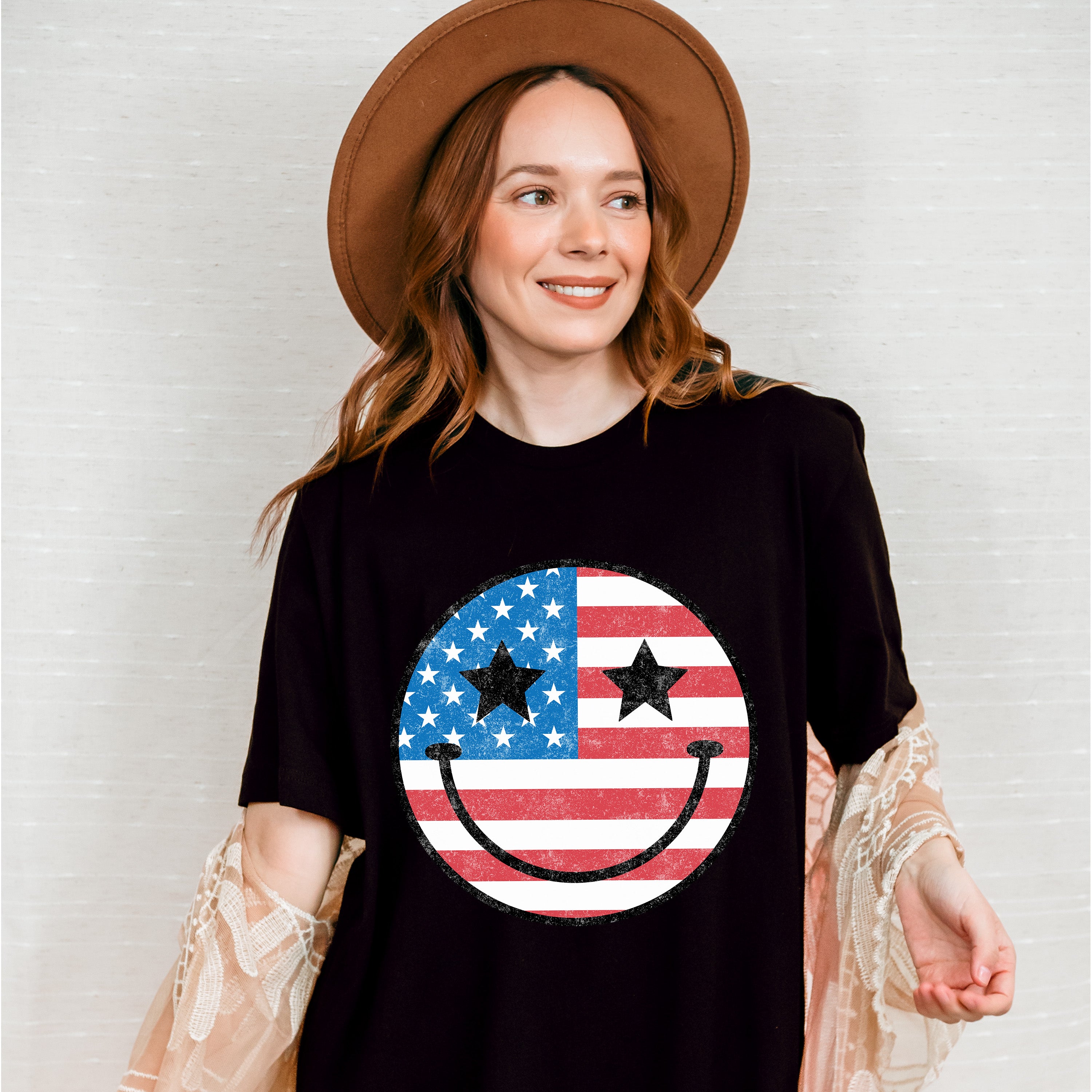 Smiley 4Th Of July Unisex Crewneck T-Shirt Sweatshirt Hoodie
