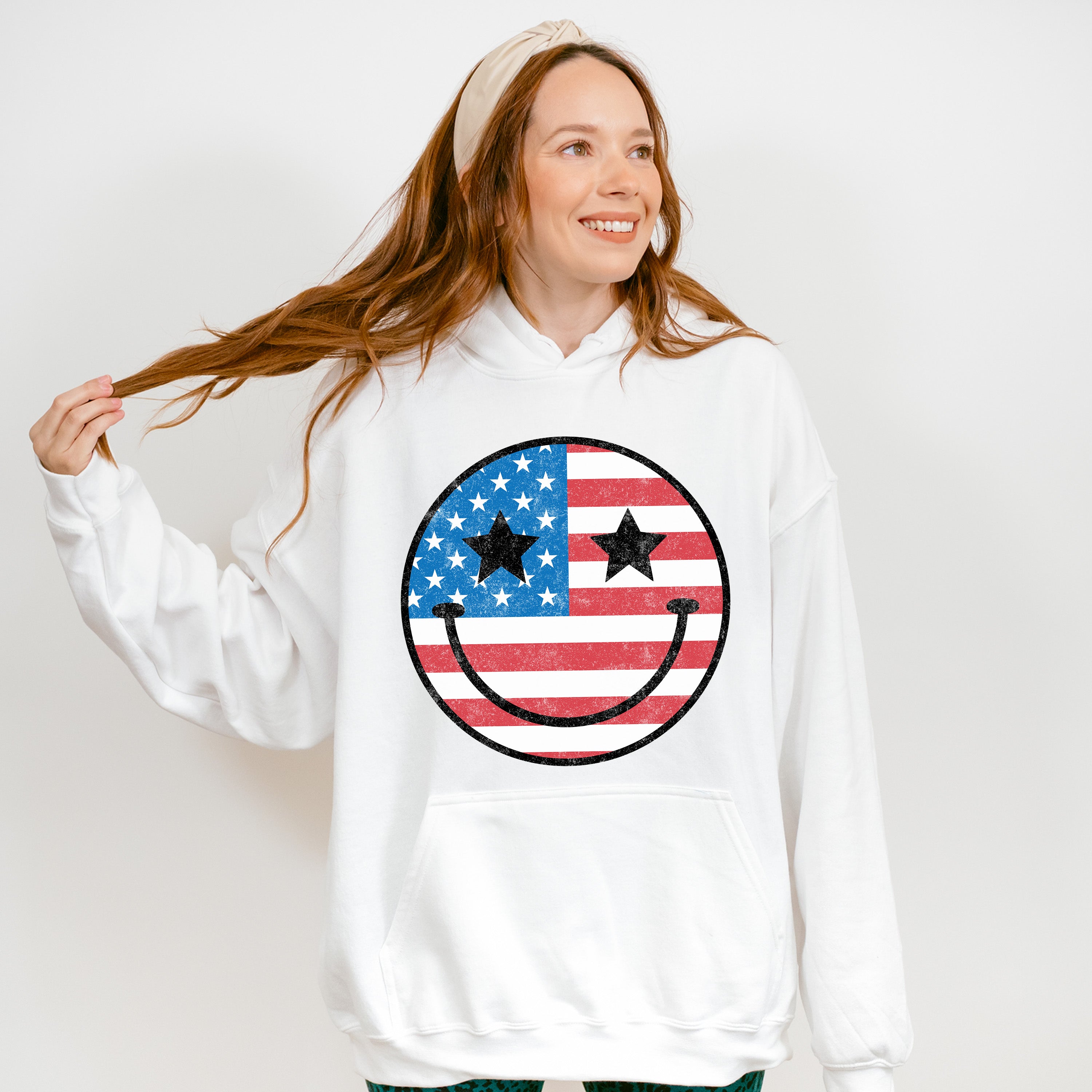 Smiley 4Th Of July Unisex Crewneck T-Shirt Sweatshirt Hoodie