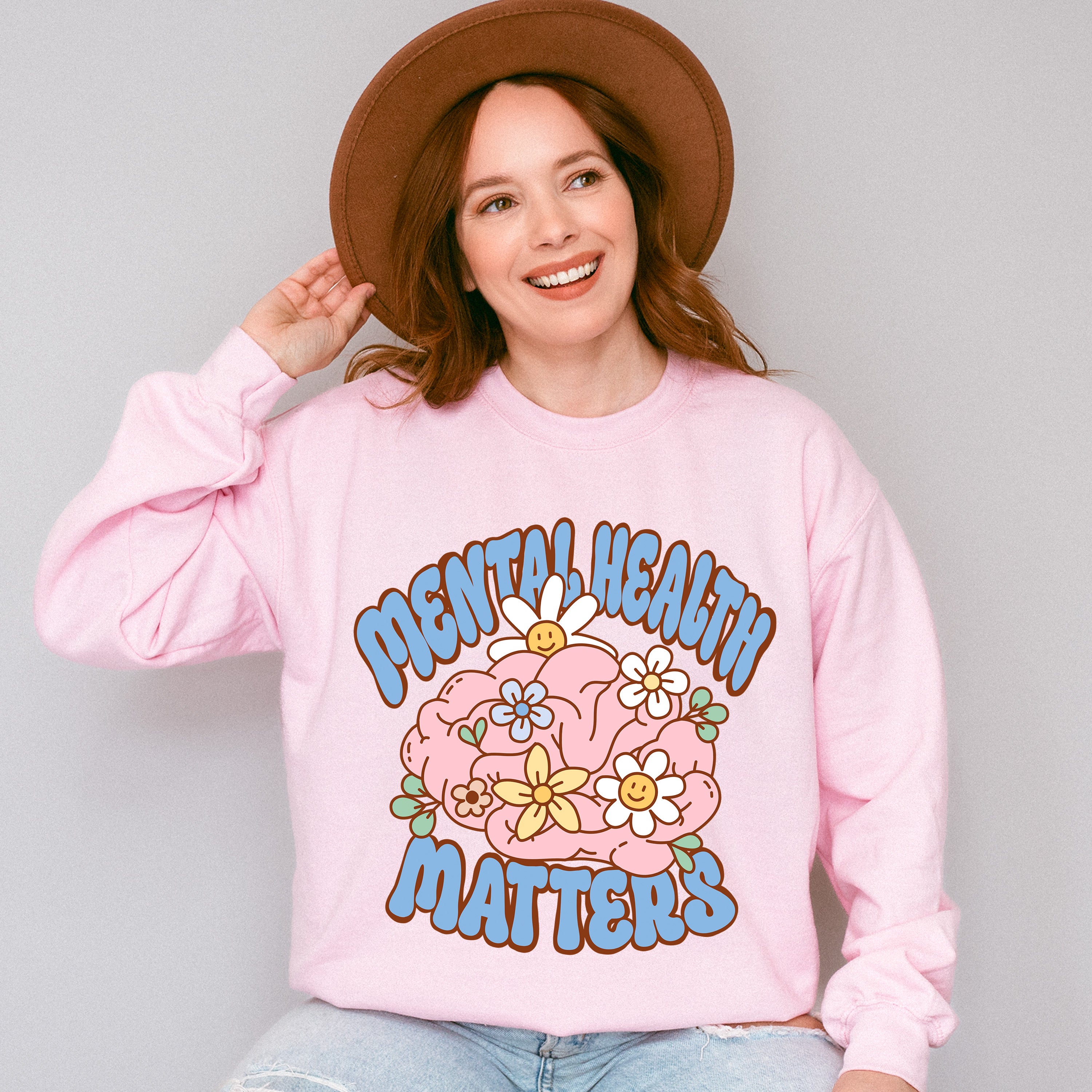 Mental Health Awareness Flowers Mental Health Theme Unisex Crewneck T-Shirt Sweatshirt Hoodie