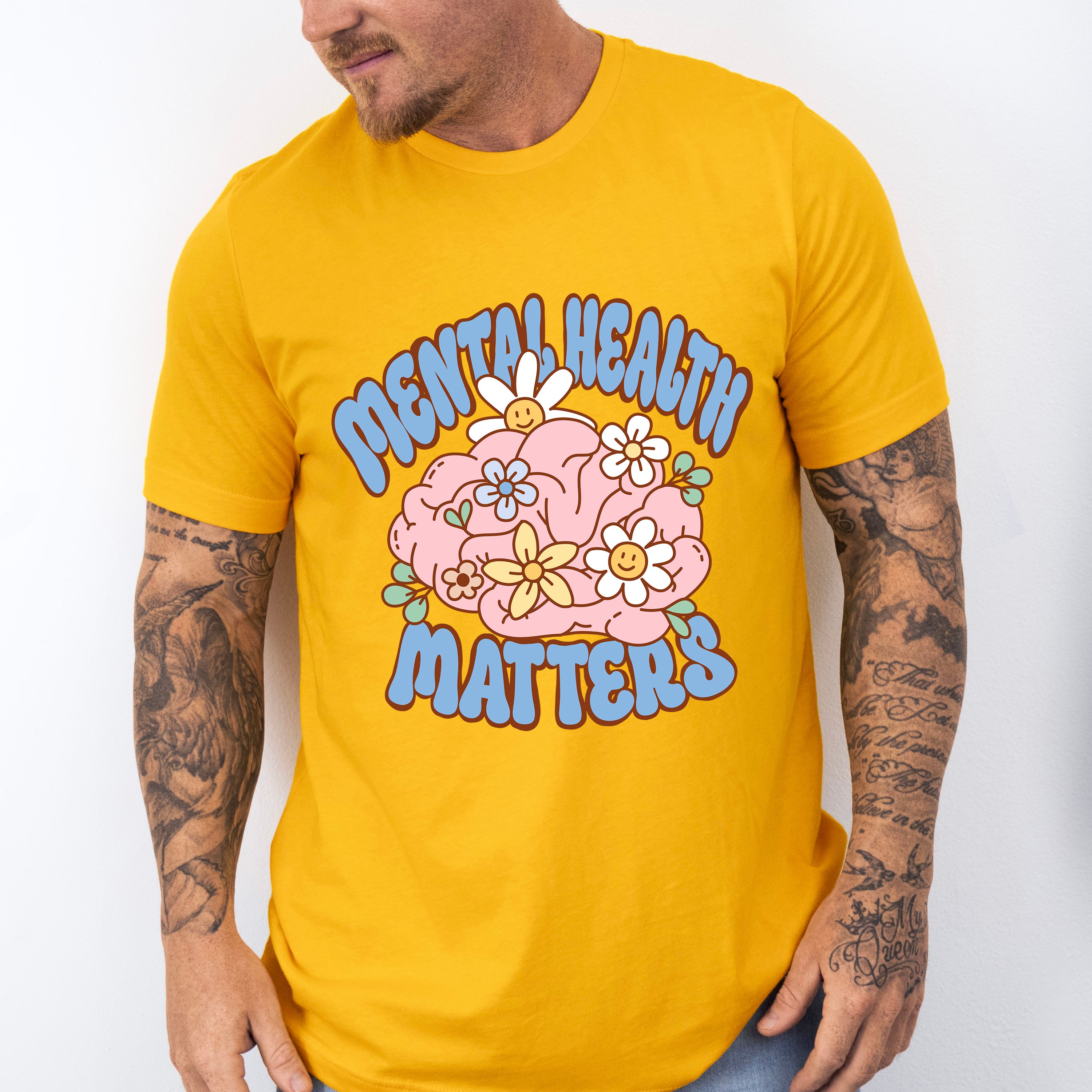 Mental Health Awareness Flowers Mental Health Theme Unisex Crewneck T-Shirt Sweatshirt Hoodie