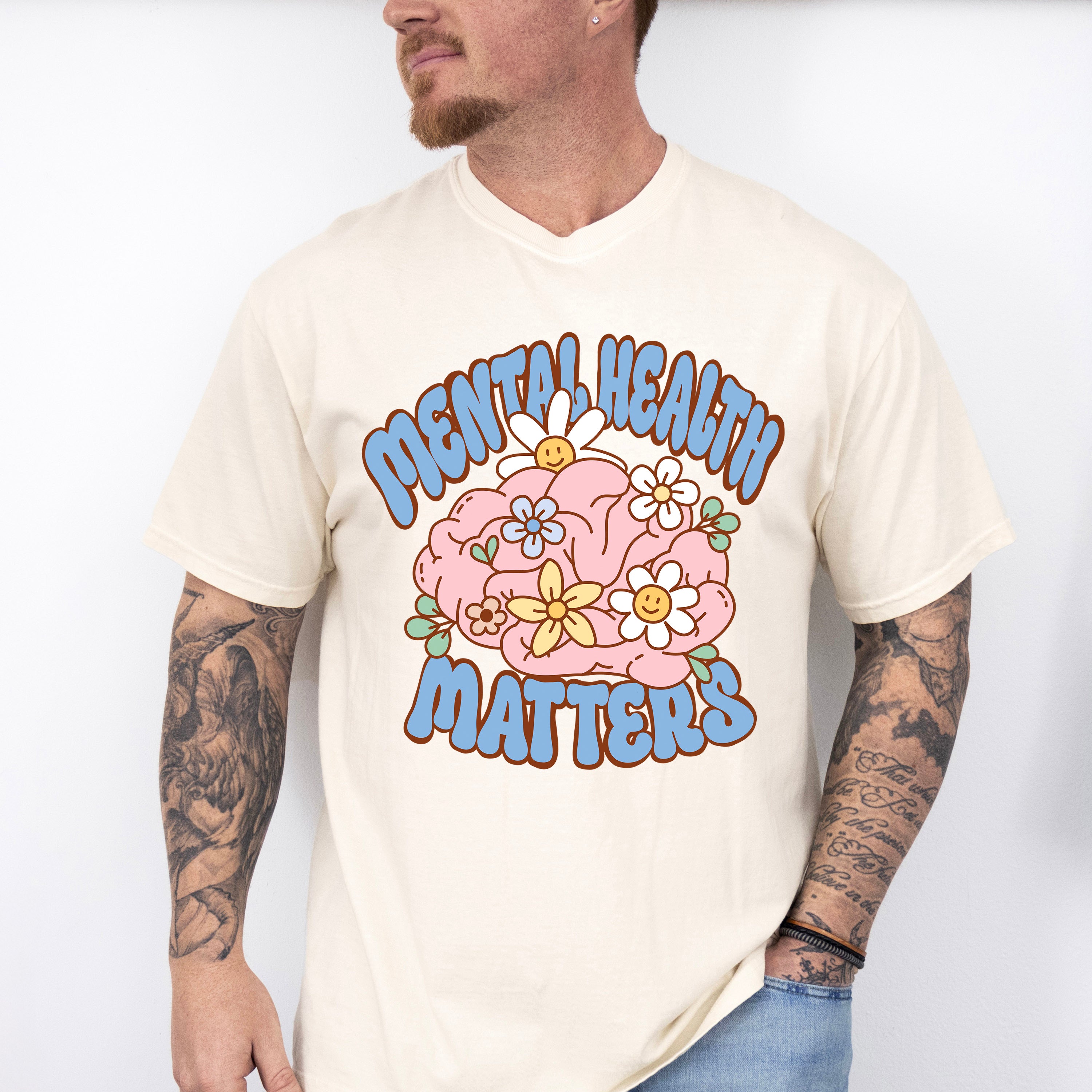 Mental Health Awareness Flowers Mental Health Theme Unisex Crewneck T-Shirt Sweatshirt Hoodie