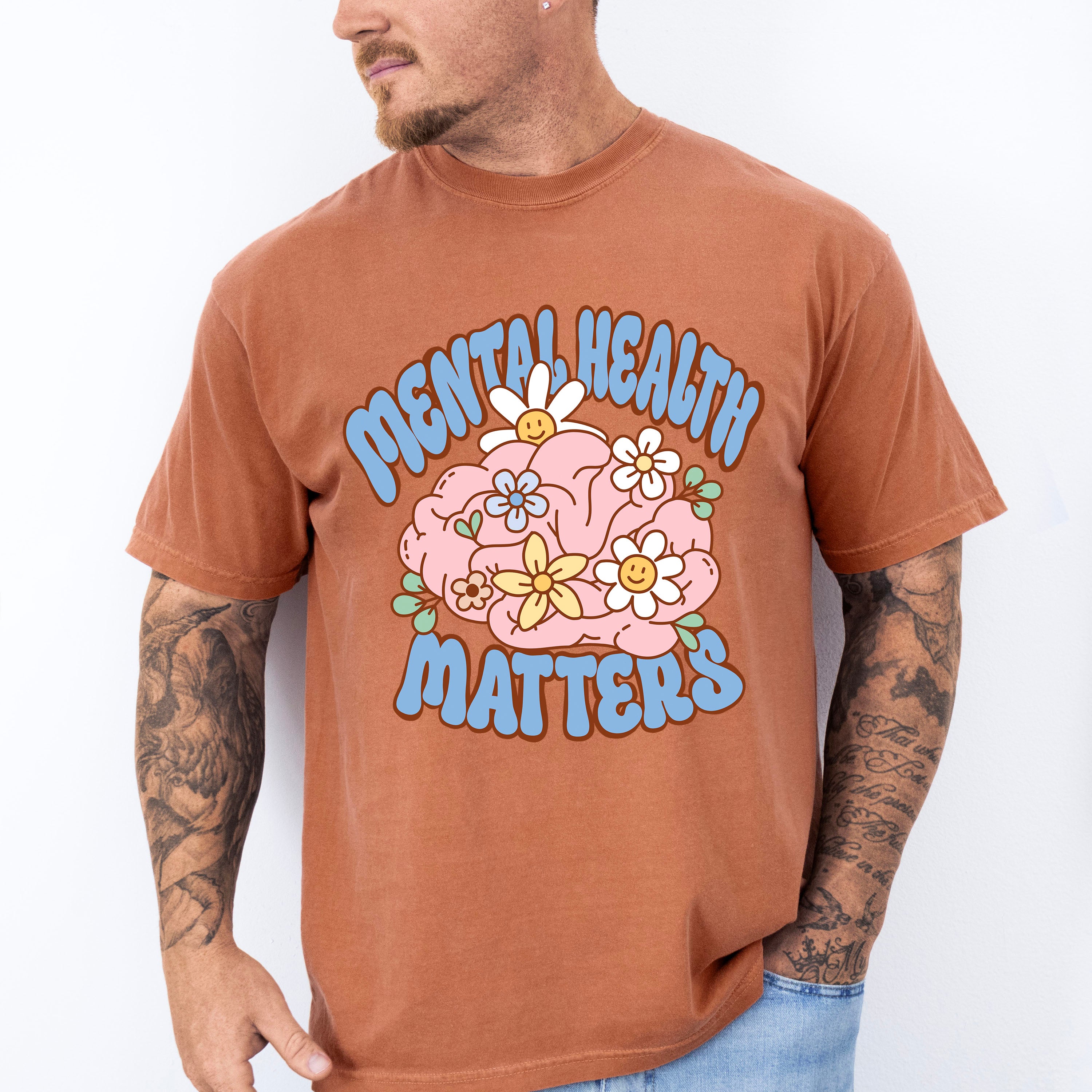 Mental Health Awareness Flowers Mental Health Theme Unisex Crewneck T-Shirt Sweatshirt Hoodie