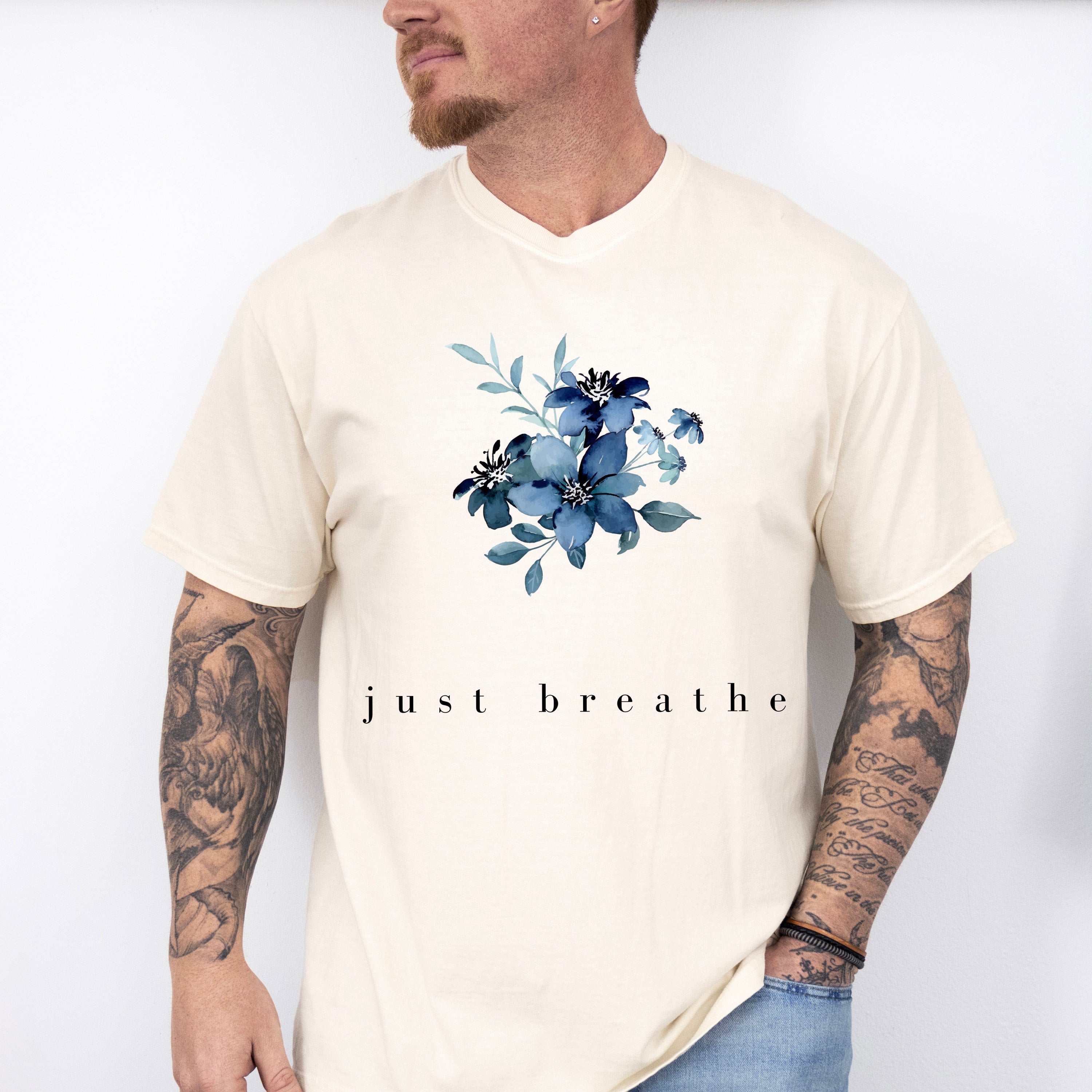Just Breathe Mental Health Theme Unisex Crewneck T-Shirt Sweatshirt Hoodie