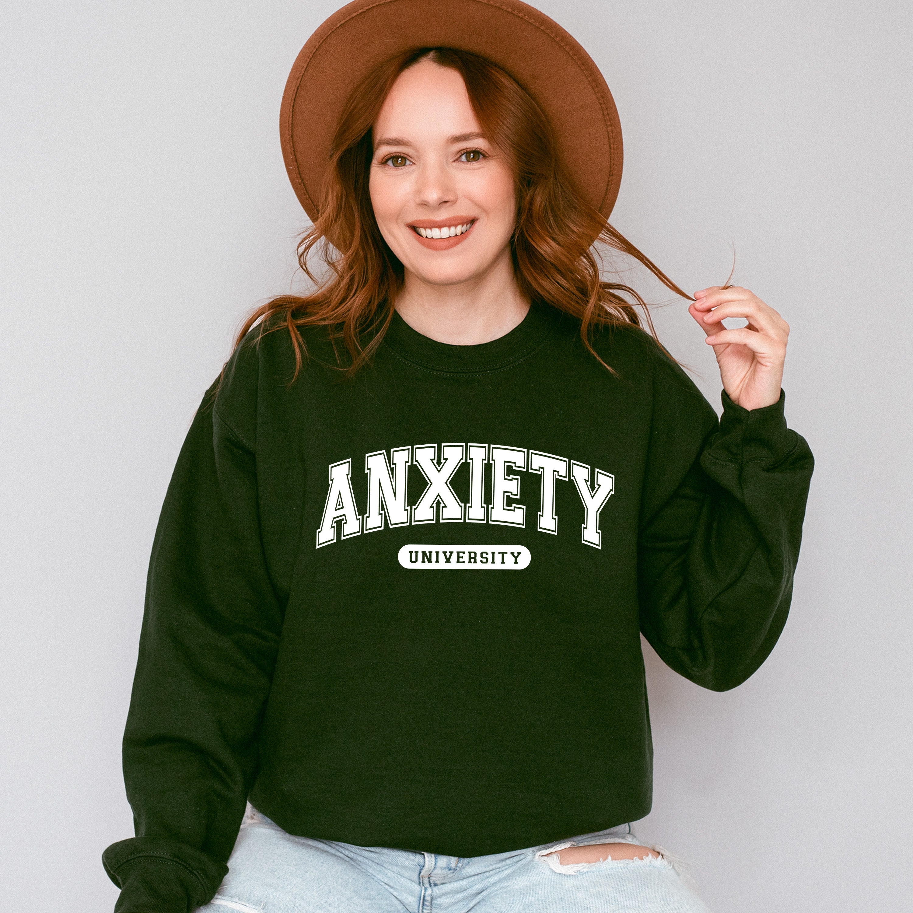 Anxiety University Mental Health Theme Unisex Crewneck T-Shirt Sweatshirt Hoodie
