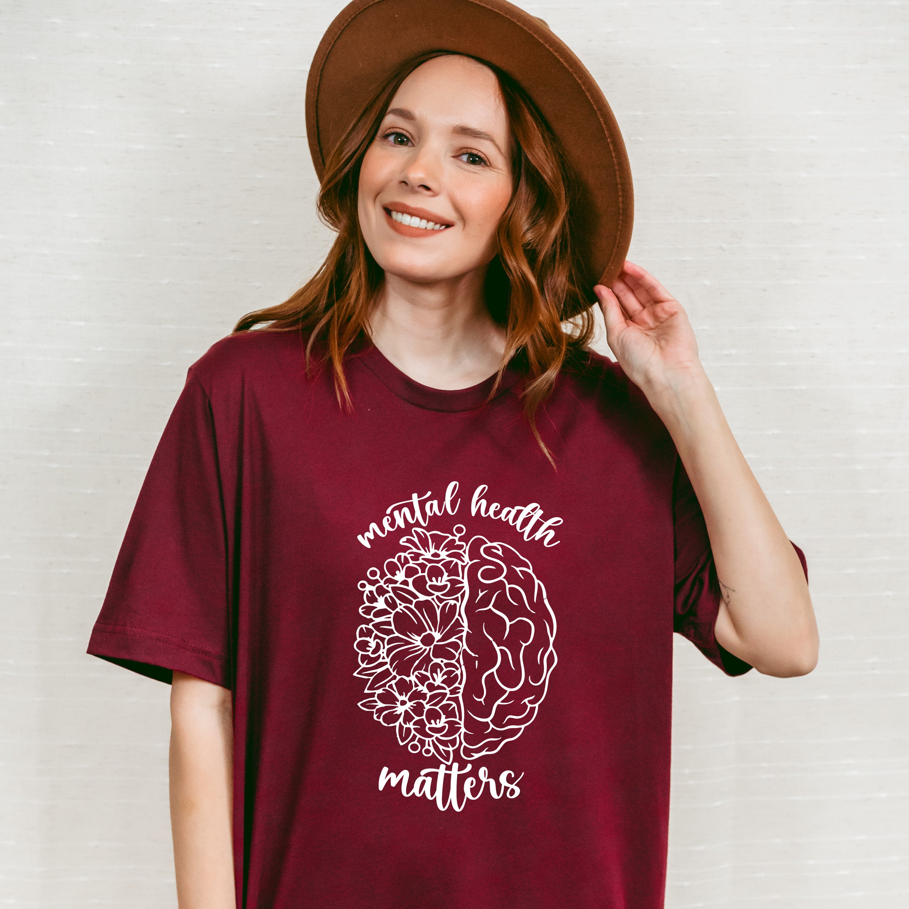 Brain Flowers Mental Health Theme Unisex Crewneck T-Shirt Sweatshirt Hoodie