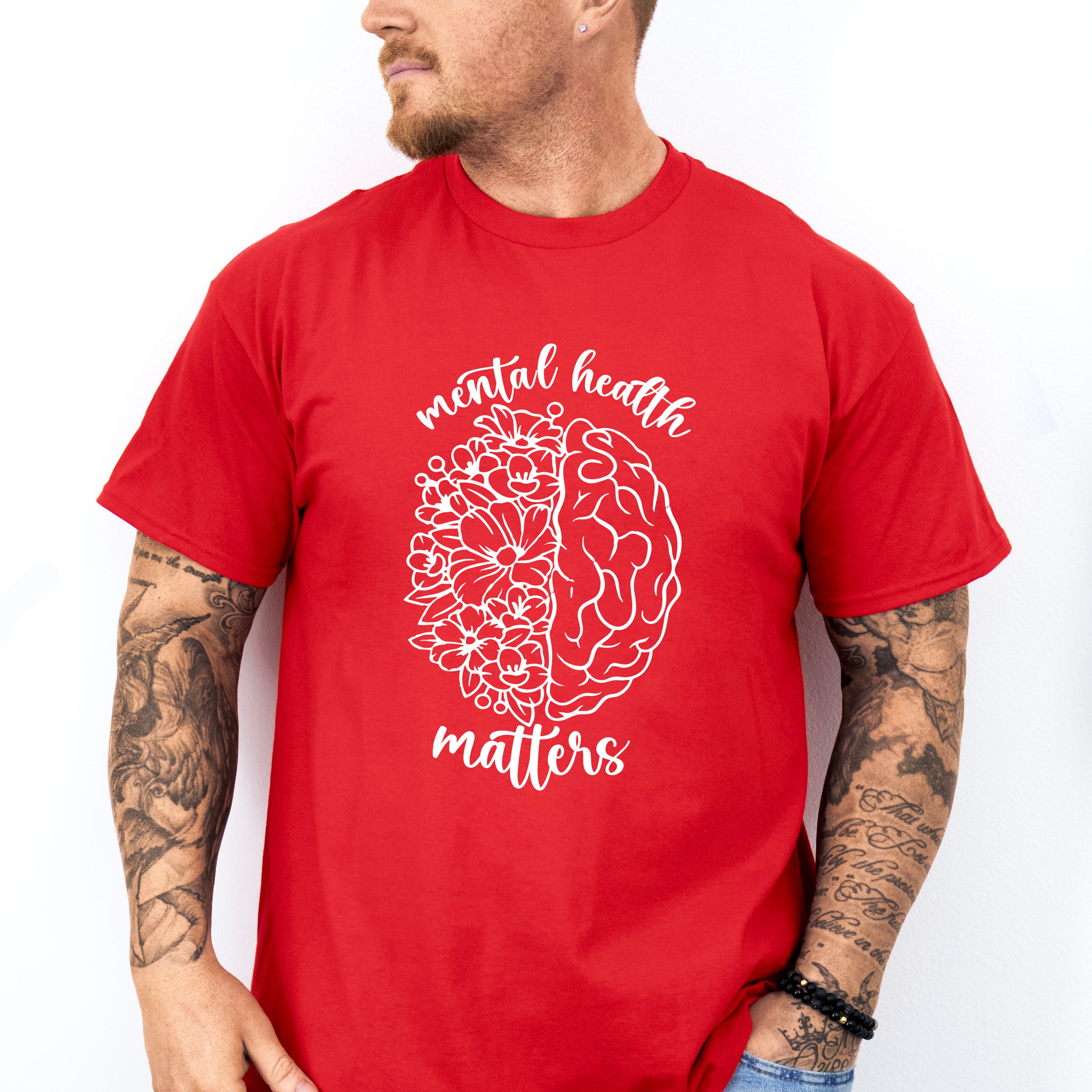 Brain Flowers Mental Health Theme Unisex Crewneck T-Shirt Sweatshirt Hoodie