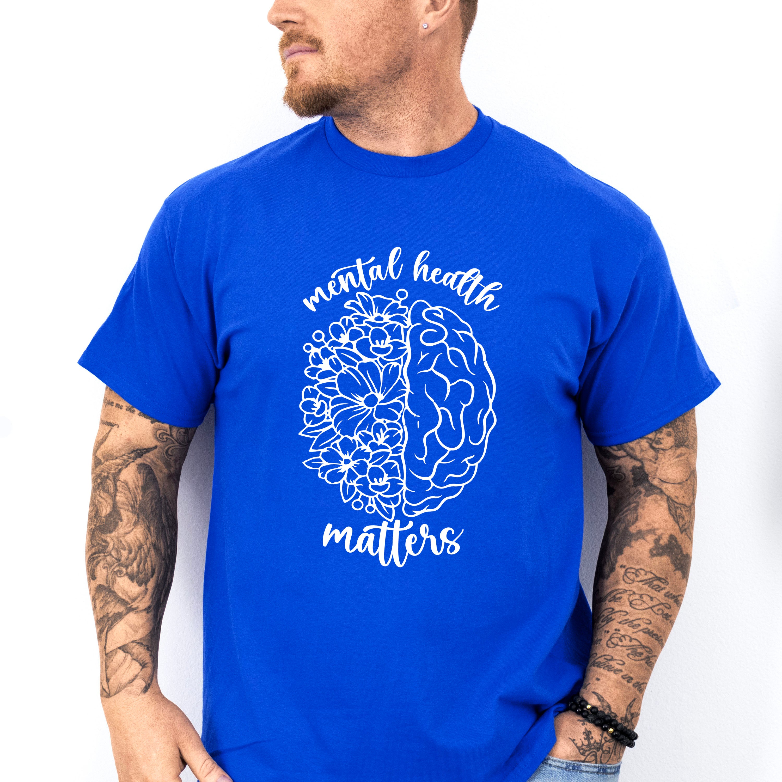 Brain Flowers Mental Health Theme Unisex Crewneck T-Shirt Sweatshirt Hoodie