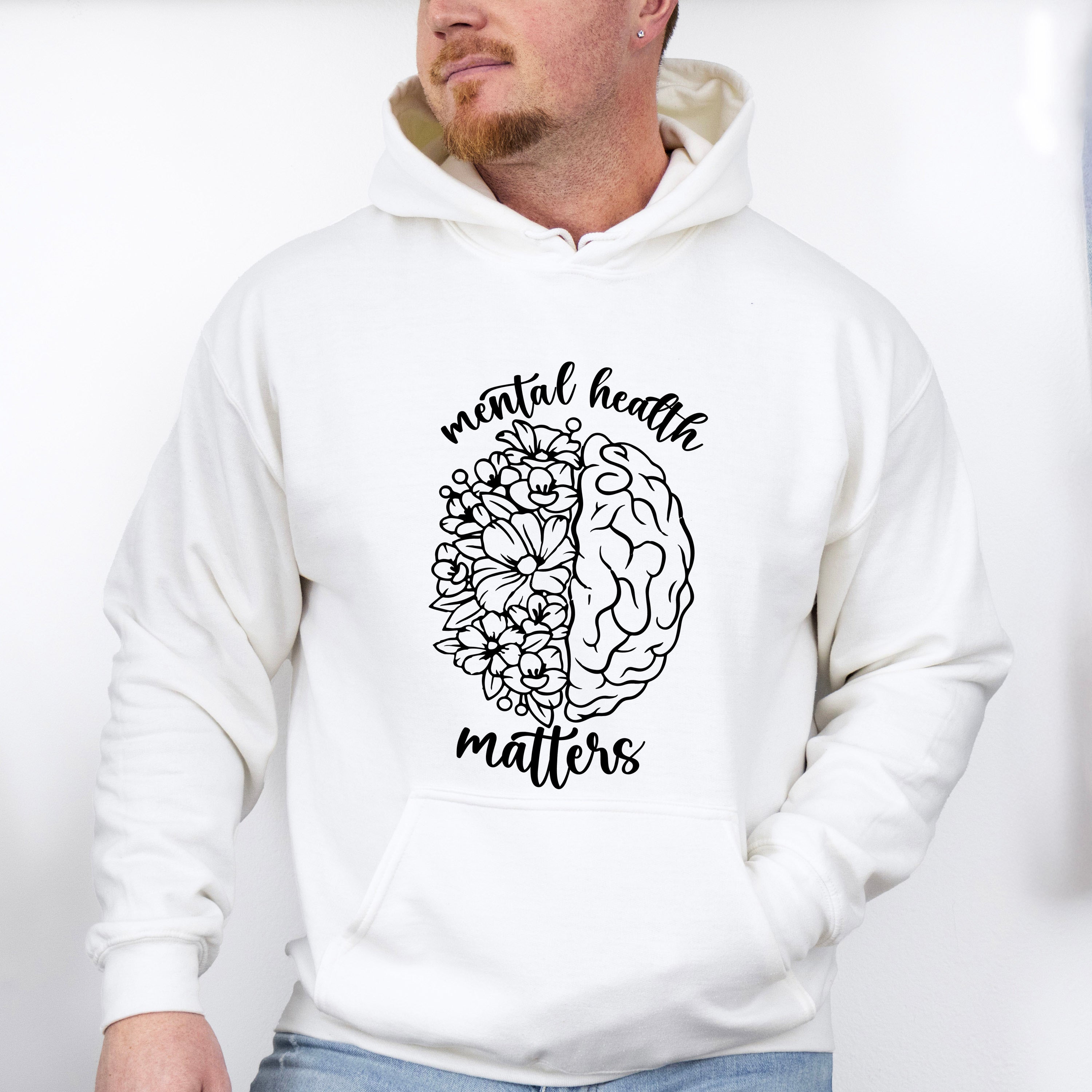 Brain Flowers Mental Health Theme Unisex Crewneck T-Shirt Sweatshirt Hoodie