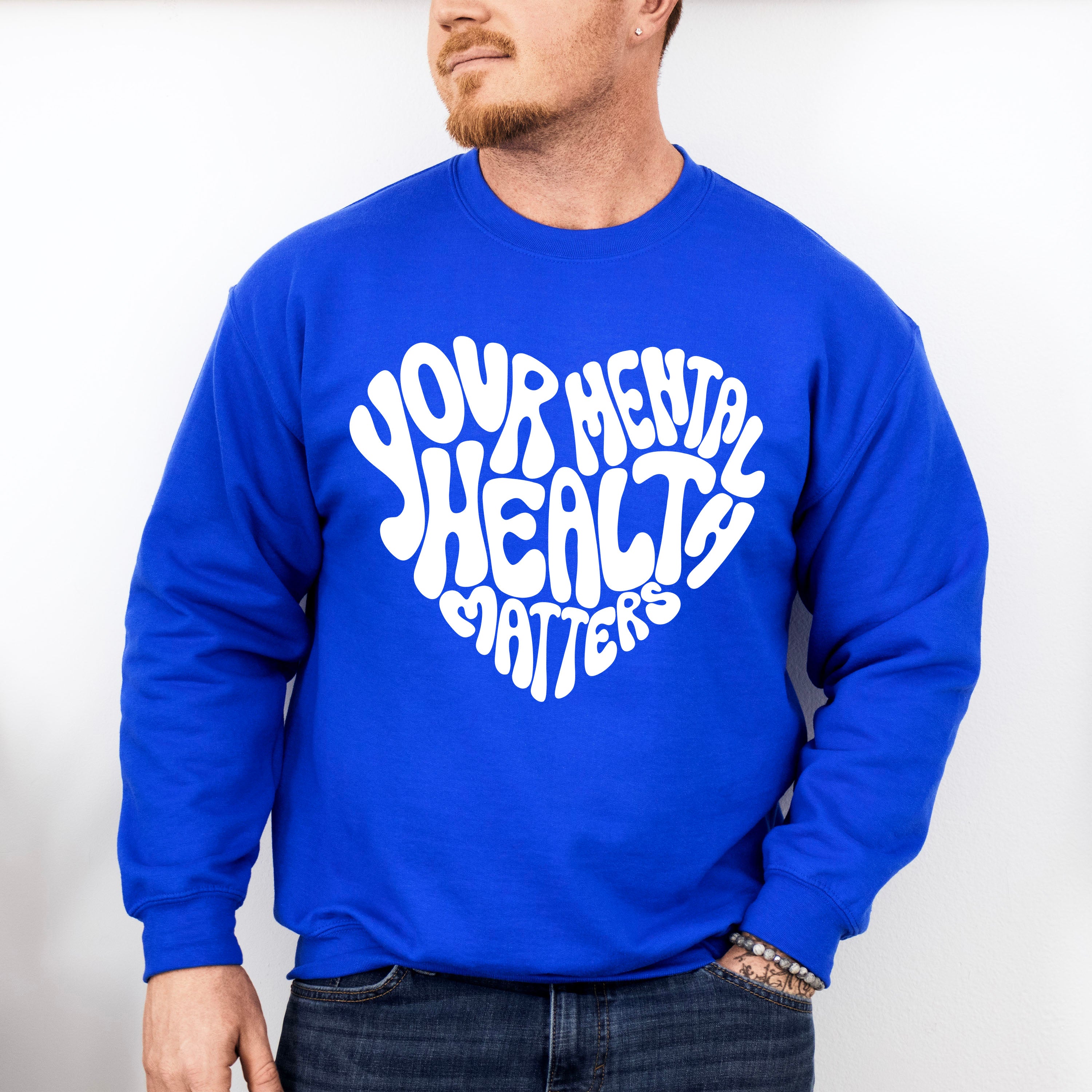 Your Mental Health Heart Shape Mental Health Theme Unisex Crewneck T-Shirt Sweatshirt Hoodie