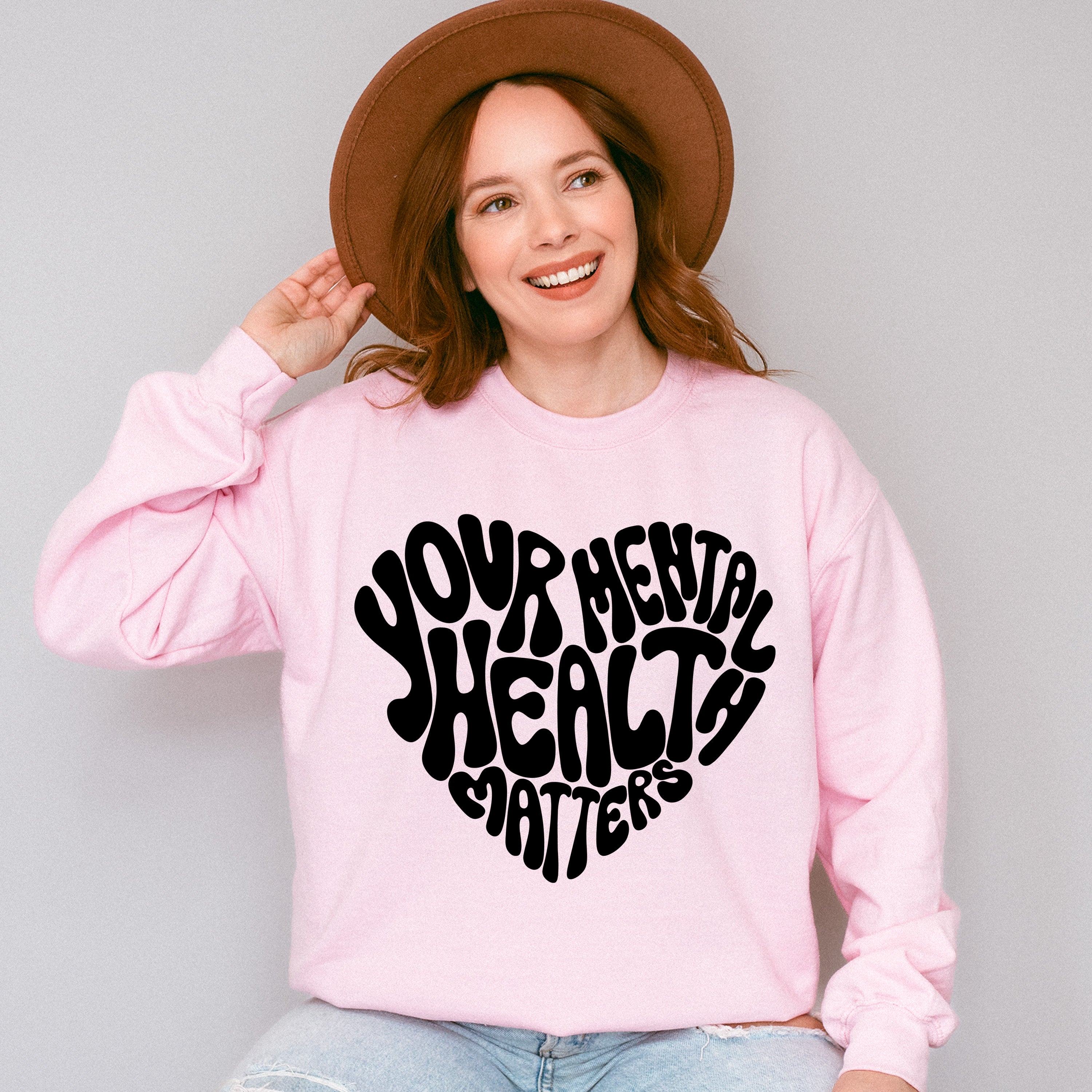 Your Mental Health Heart Shape Mental Health Theme Unisex Crewneck T-Shirt Sweatshirt Hoodie