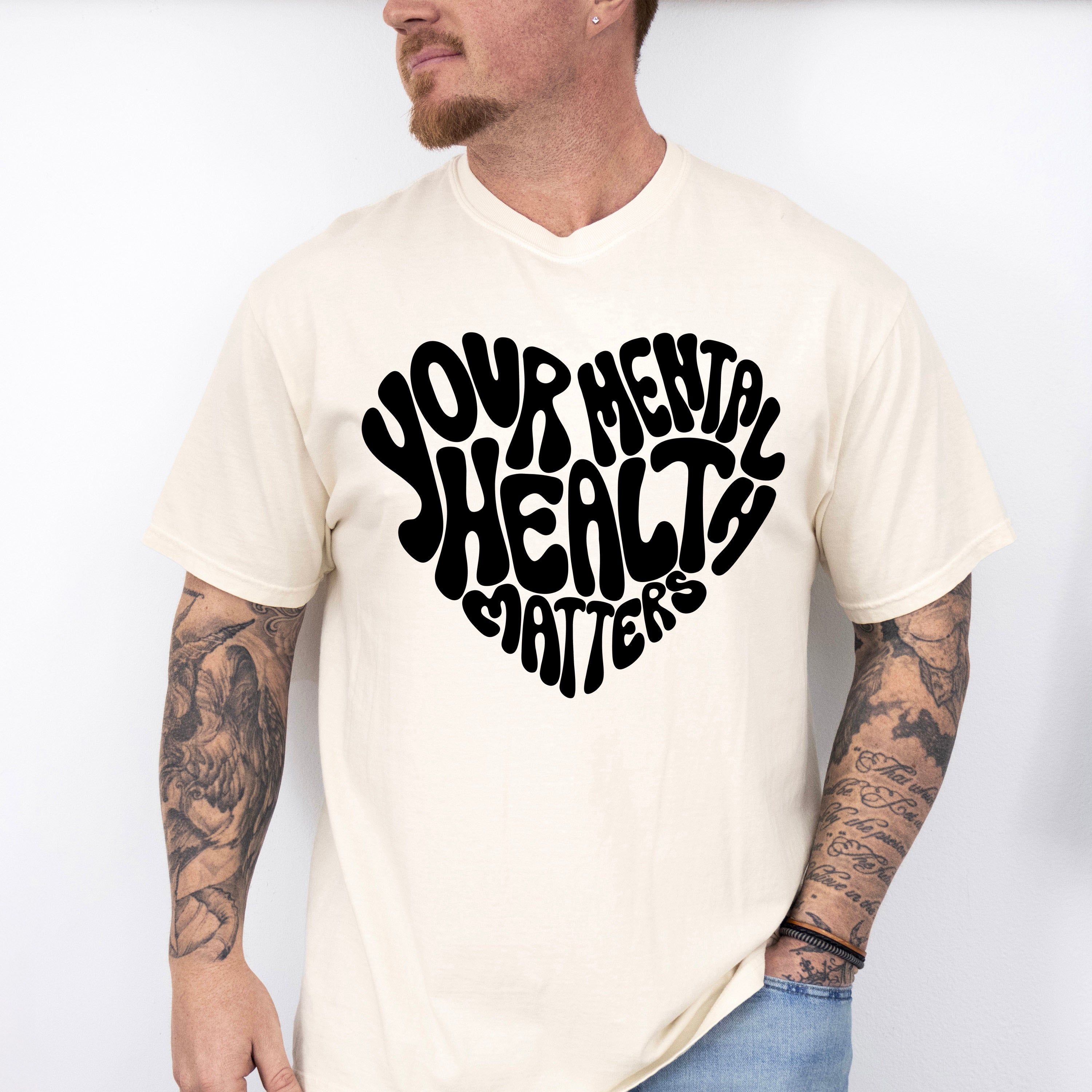 Your Mental Health Heart Shape Mental Health Theme Unisex Crewneck T-Shirt Sweatshirt Hoodie